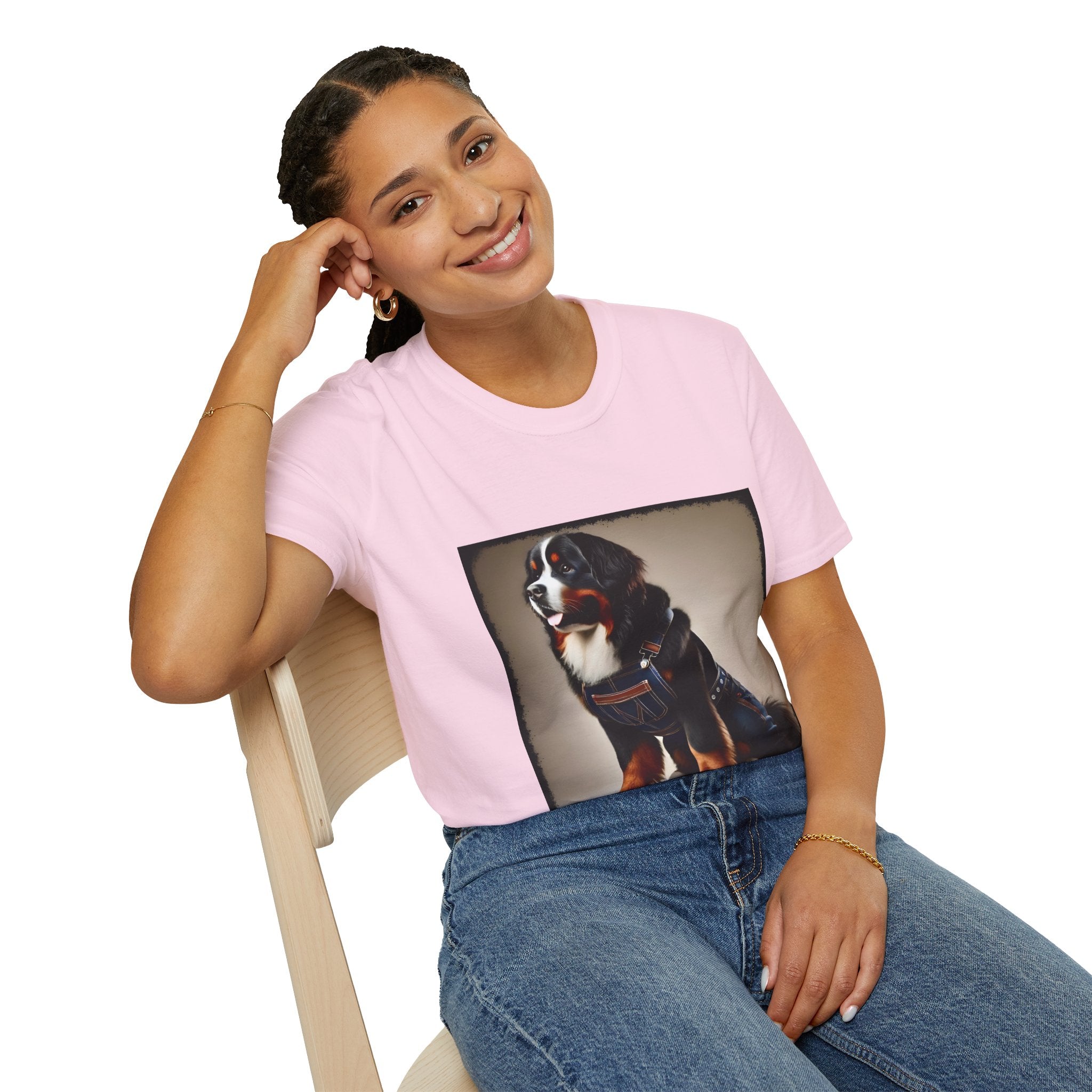 Bernese Mountain Dog Denim Darling | Unisex Dog T-Shirt