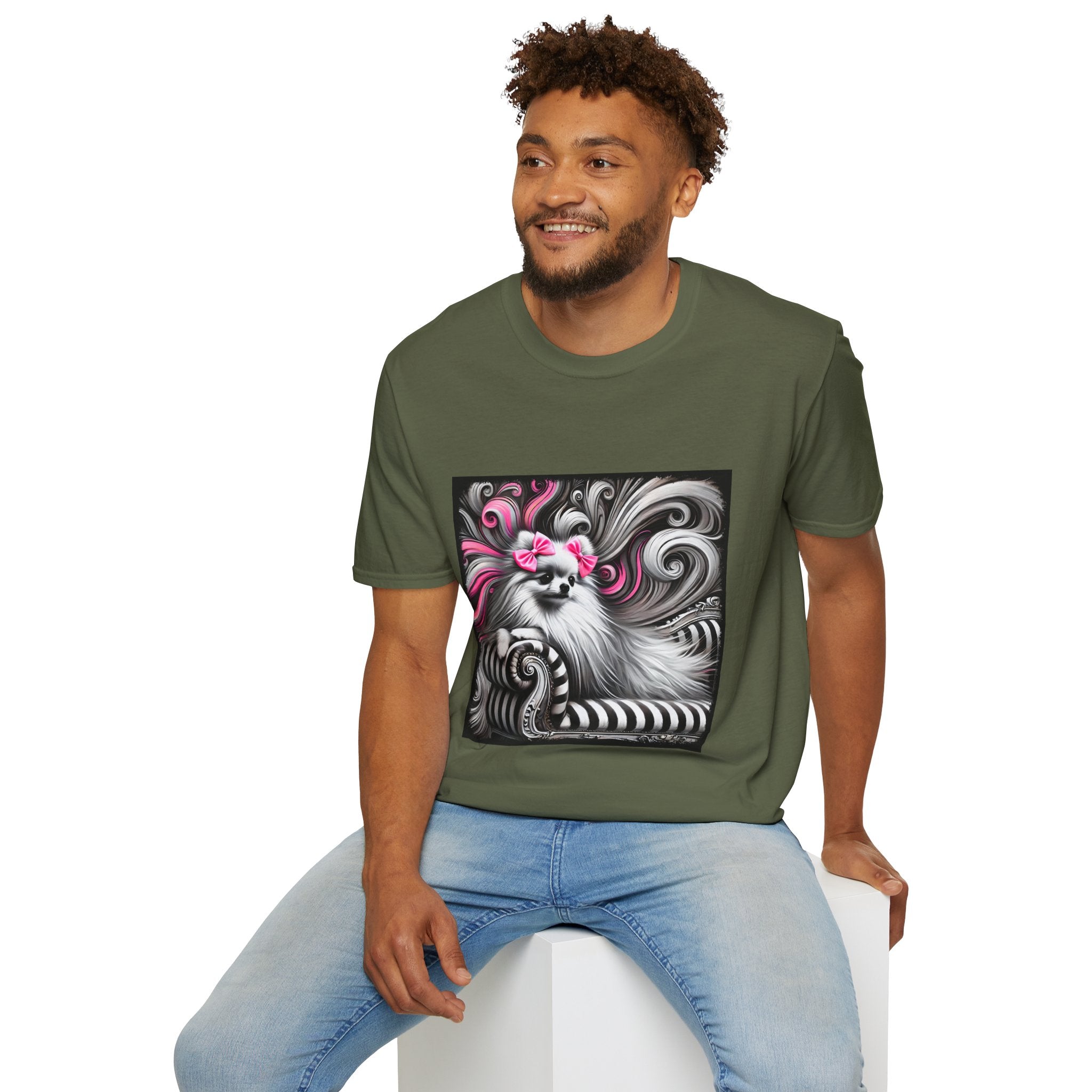 Pomeranian B&W Pink Bows | Unisex Dog T-Shirt