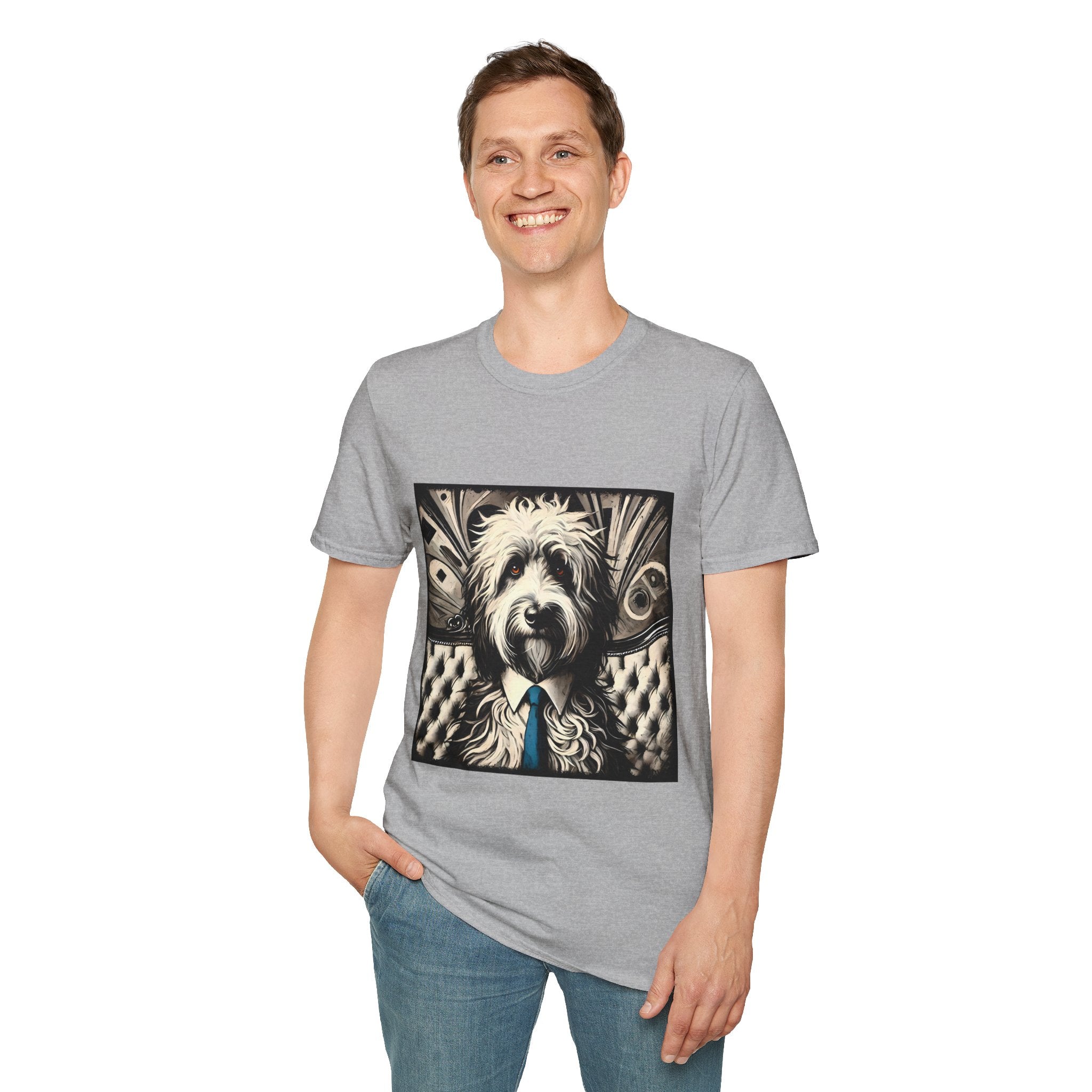 Sheepadoodle B&W Bold Eyes | Unisex Dog T-Shirt