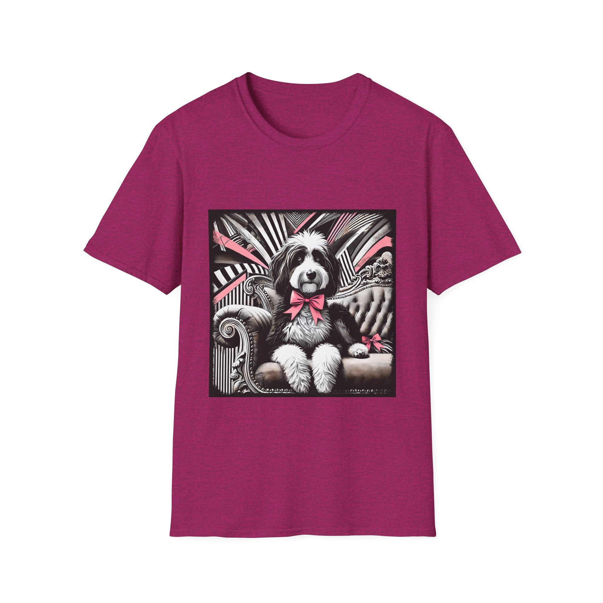 Bernedoodle B&W Pink Bow| Unisex Dog T-Shirt