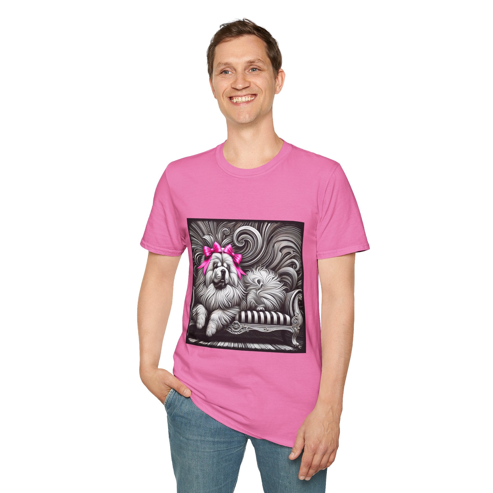 Chow Chow B&W Pink Bow | Unisex Dog T-Shirt