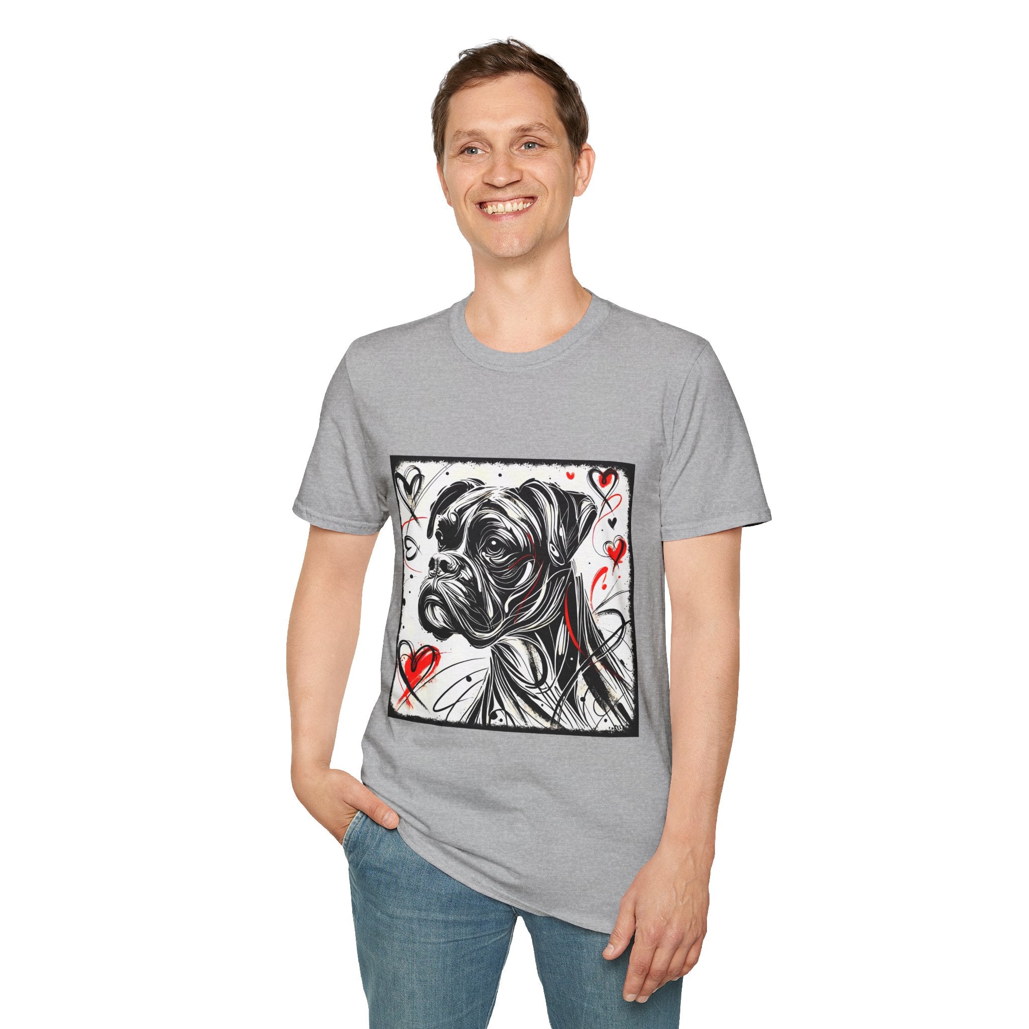 Boxer Bold Heart Sketch | Unisex Dog T-Shirt