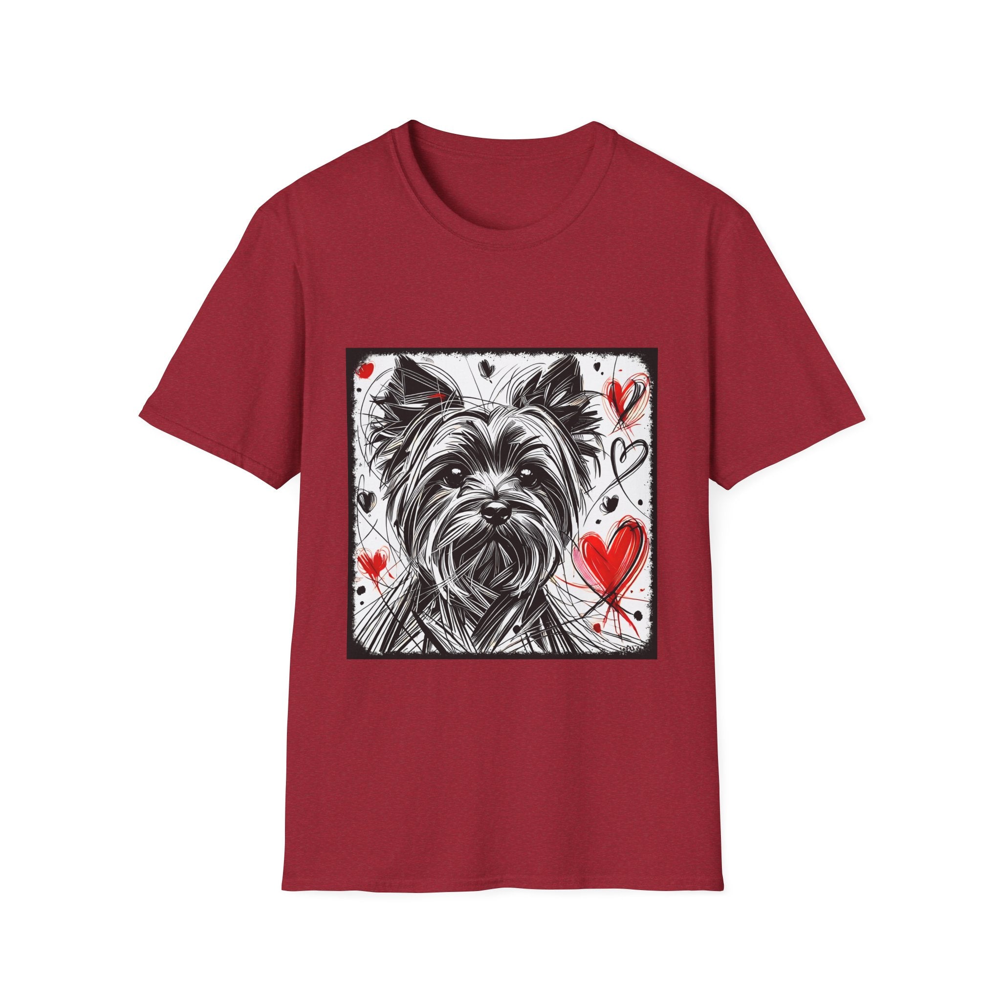 Yorkshire Terrier Bold Heart Sketch | Unisex Dog T-Shirt