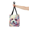 Bichon Frise Pastel Geometric | Dog Themed Tote Bag