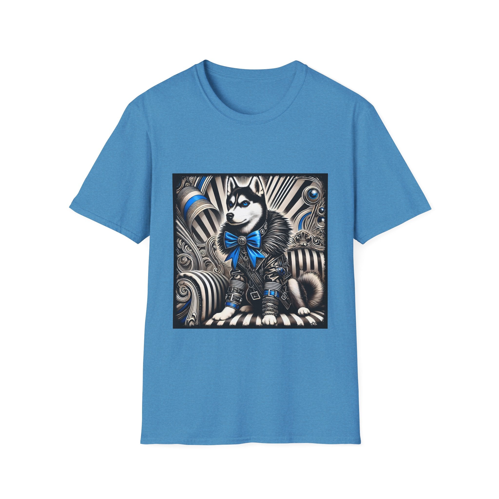 Siberian Husky B&W Blue Bow | Unisex Dog T-Shirt