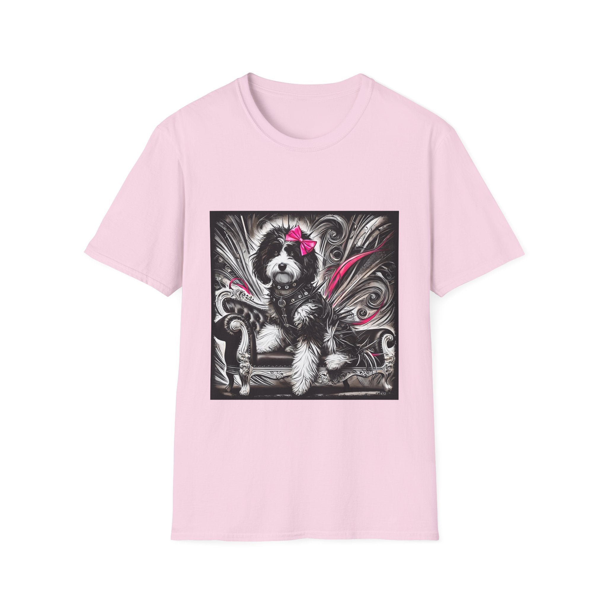 Bernedoodle B&W Pink Bold Rocker | Unisex Dog T-Shirt