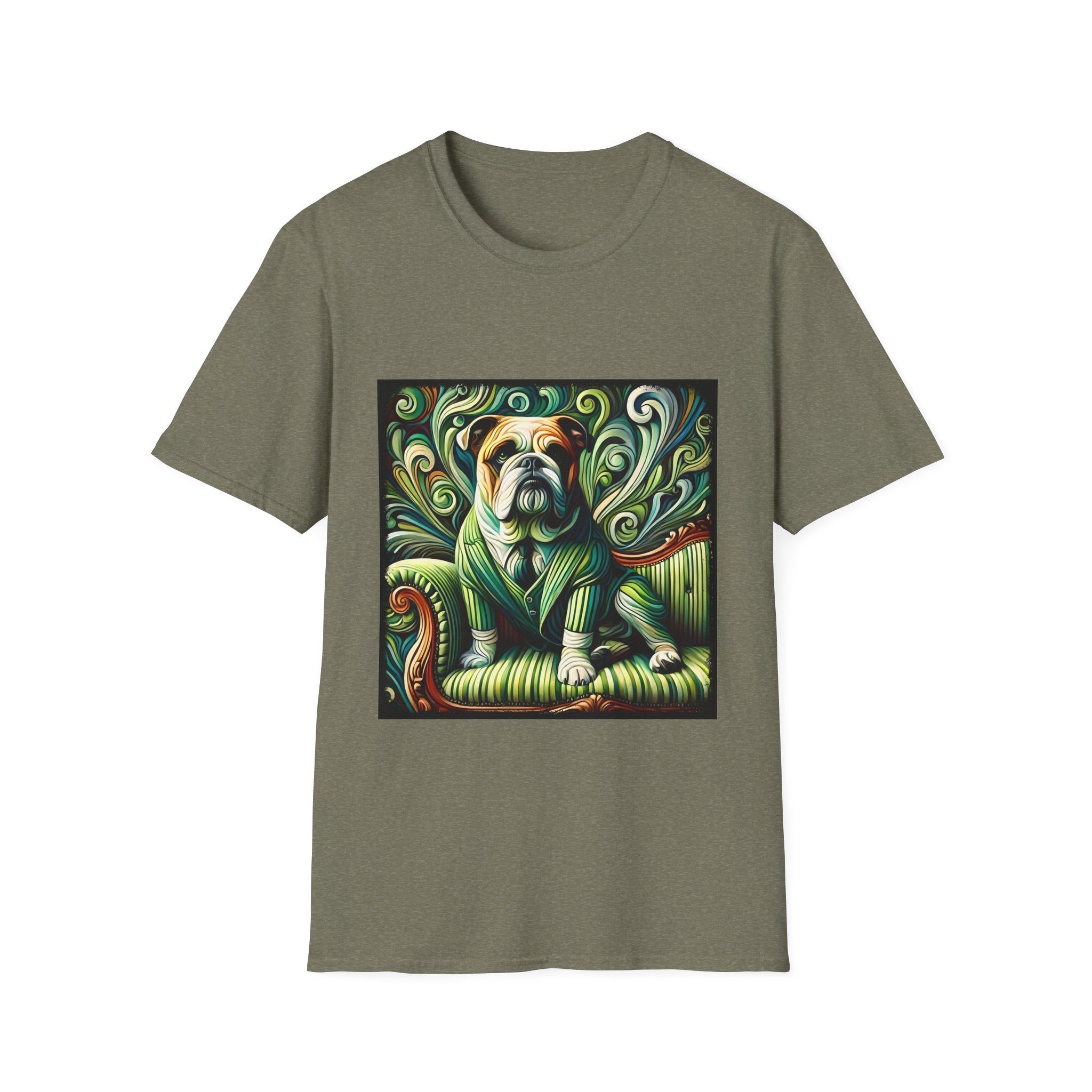 Bulldog Green Swirl | Unisex Dog T-Shirt