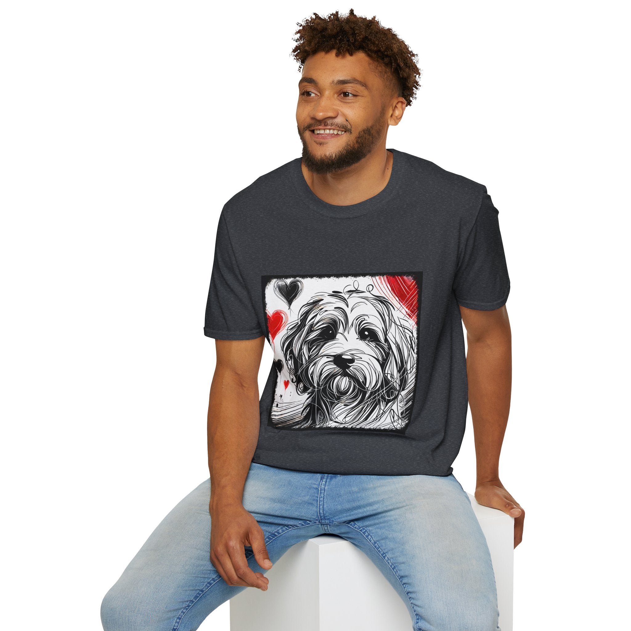 Cavapoo Bold Heart Sketch | Unisex Dog T-Shirt