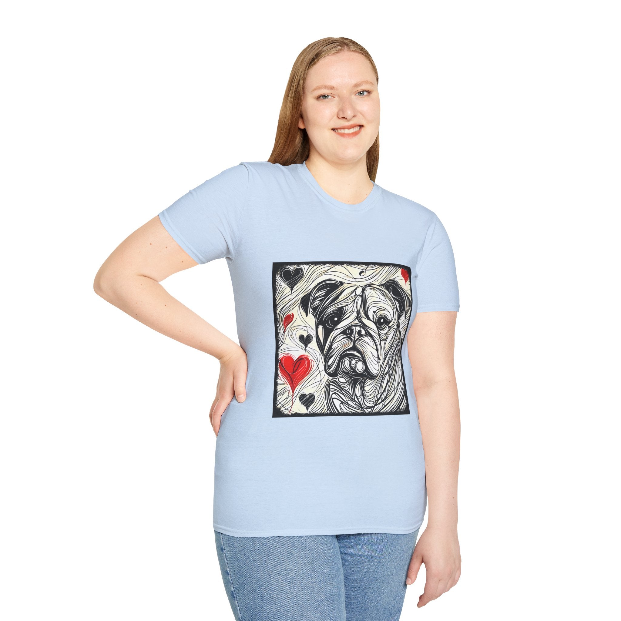 Bulldog Bold Heart Sketch | Unisex Dog T-Shirt