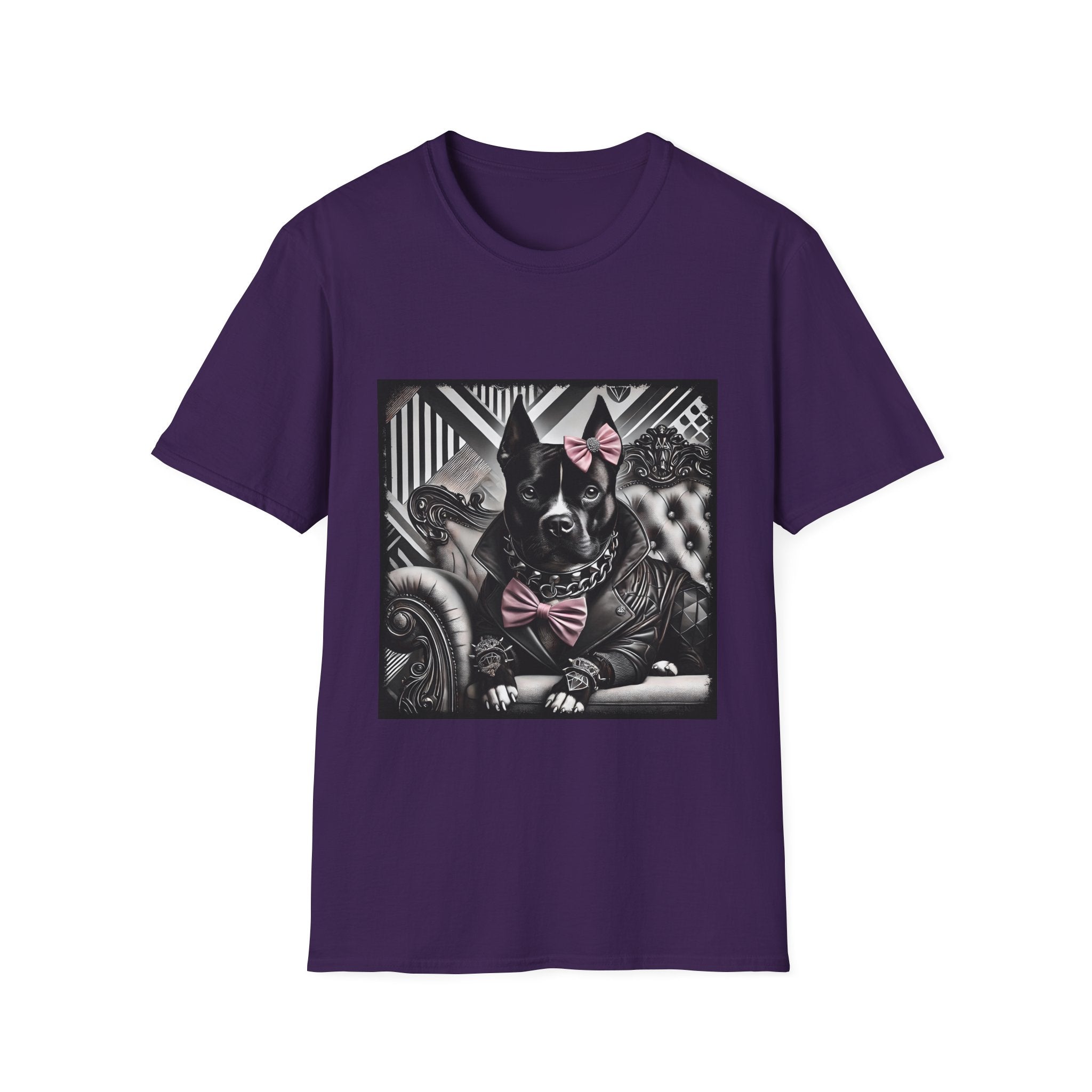 American Pit Bull Terrier B&W Pink Bow Rocker | Unisex Dog T-Shirt