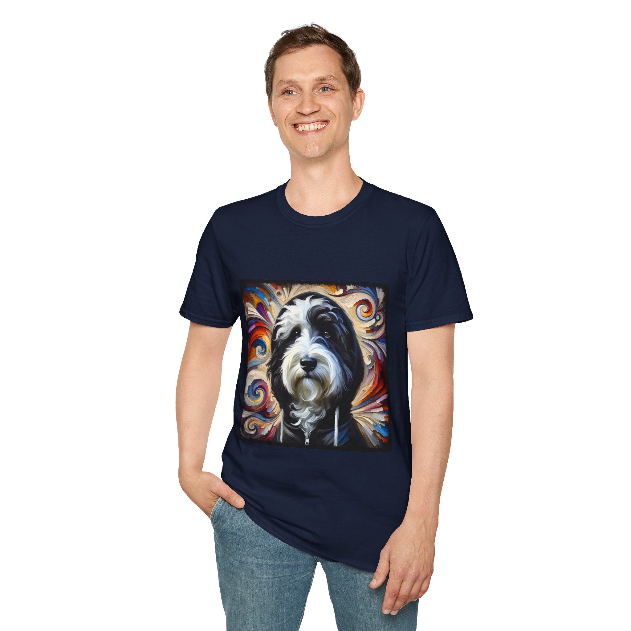 Sheepadoodle Black Hoodie Swirl | Unisex Dog T-Shirt