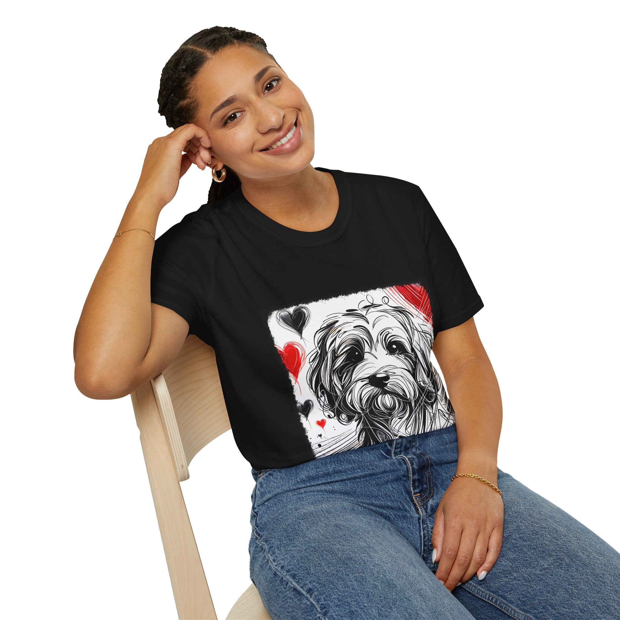 Cavapoo Bold Heart Sketch | Unisex Dog T-Shirt