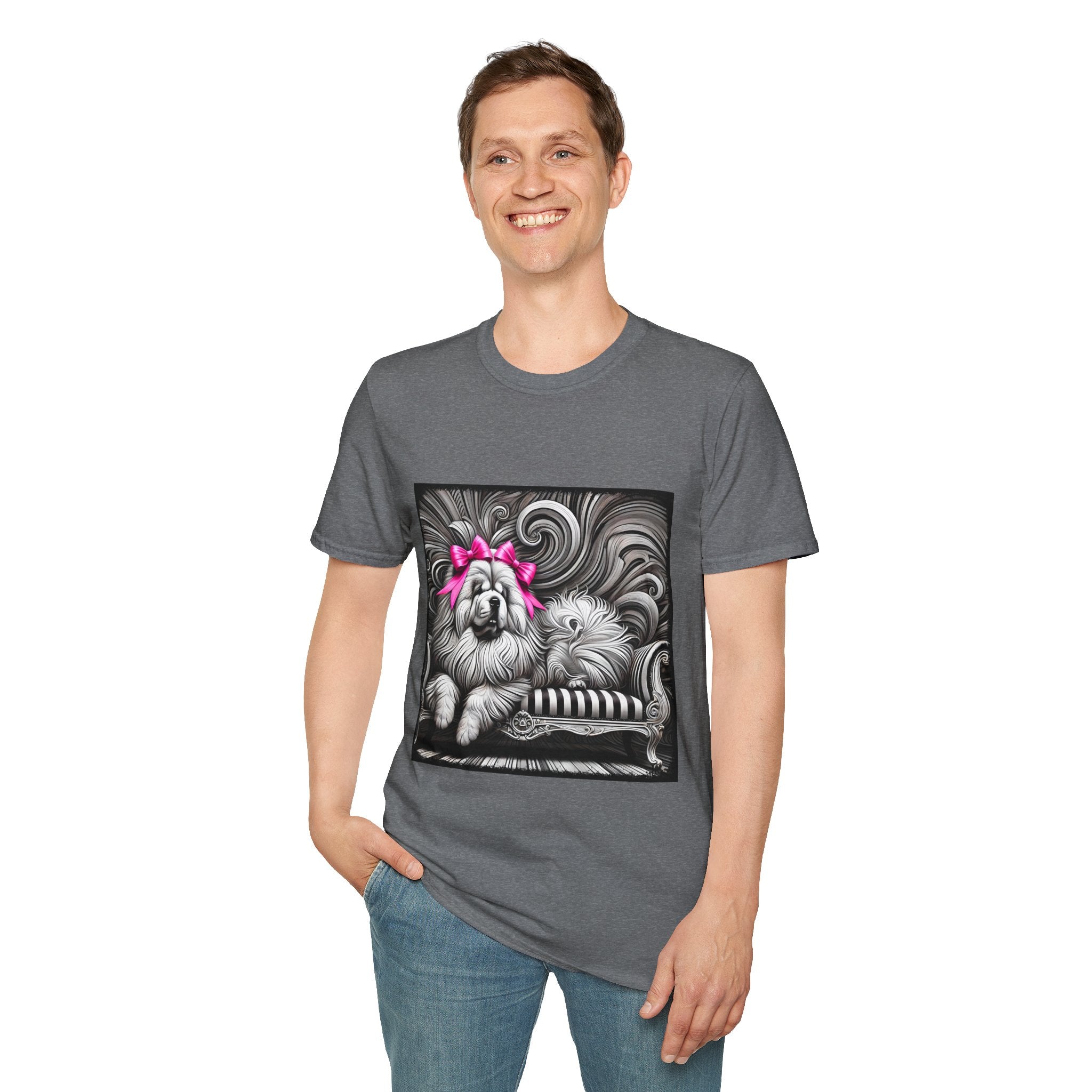 Chow Chow B&W Pink Bow | Unisex Dog T-Shirt