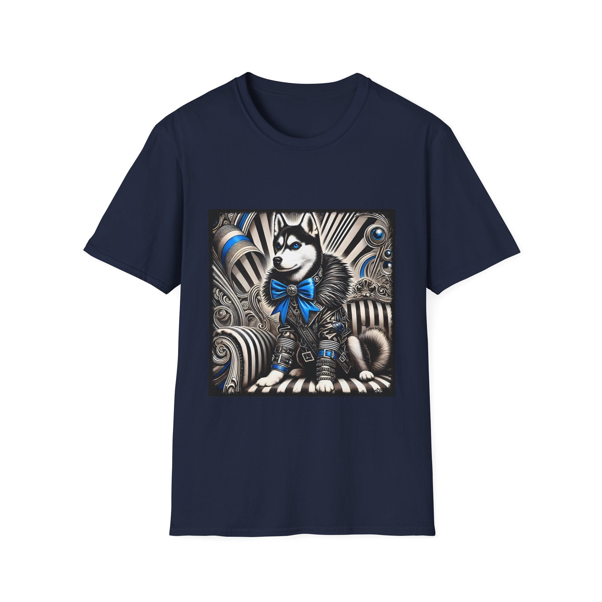 Siberian Husky B&W Blue Bow | Unisex Dog T-Shirt