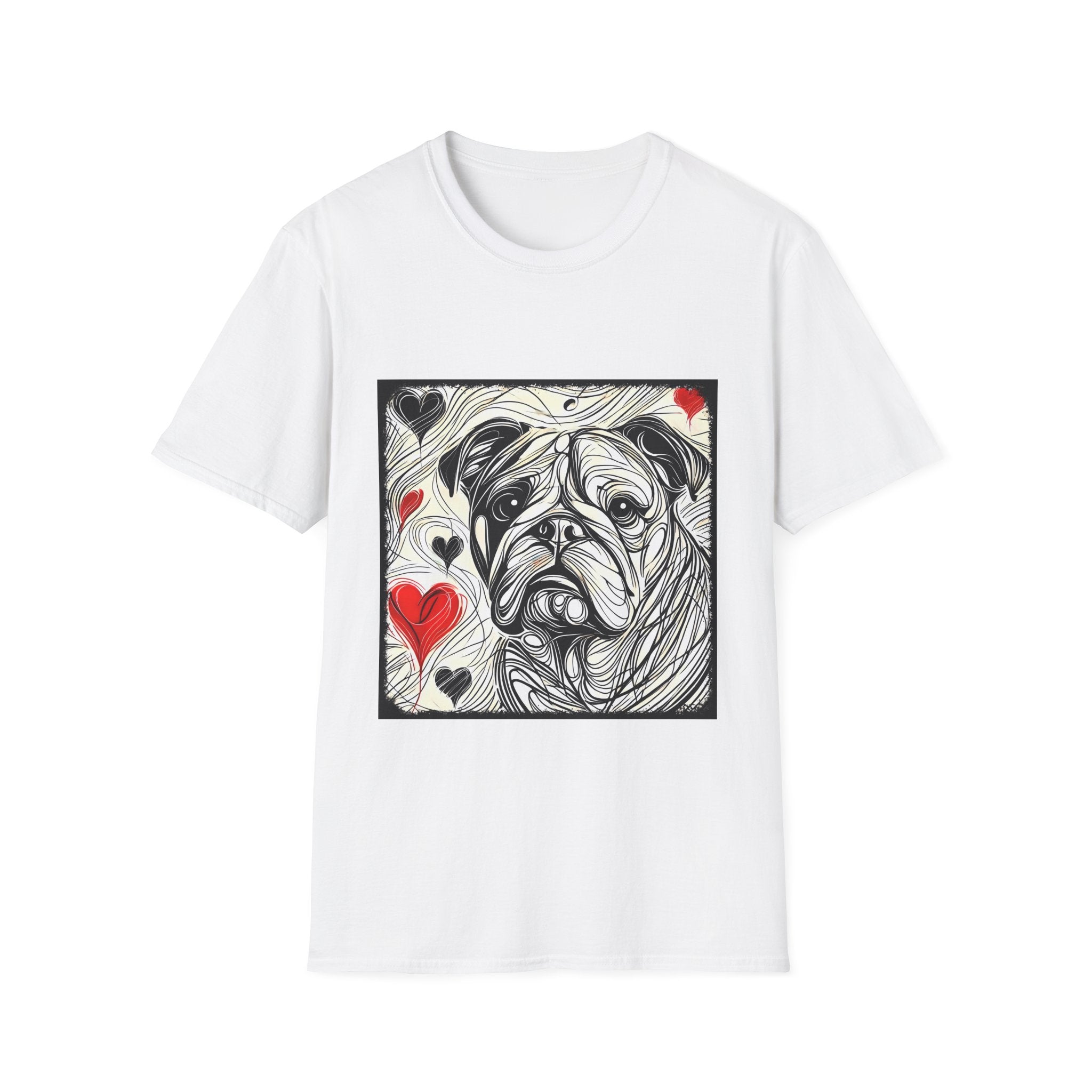 Bulldog Bold Heart Sketch | Unisex Dog T-Shirt