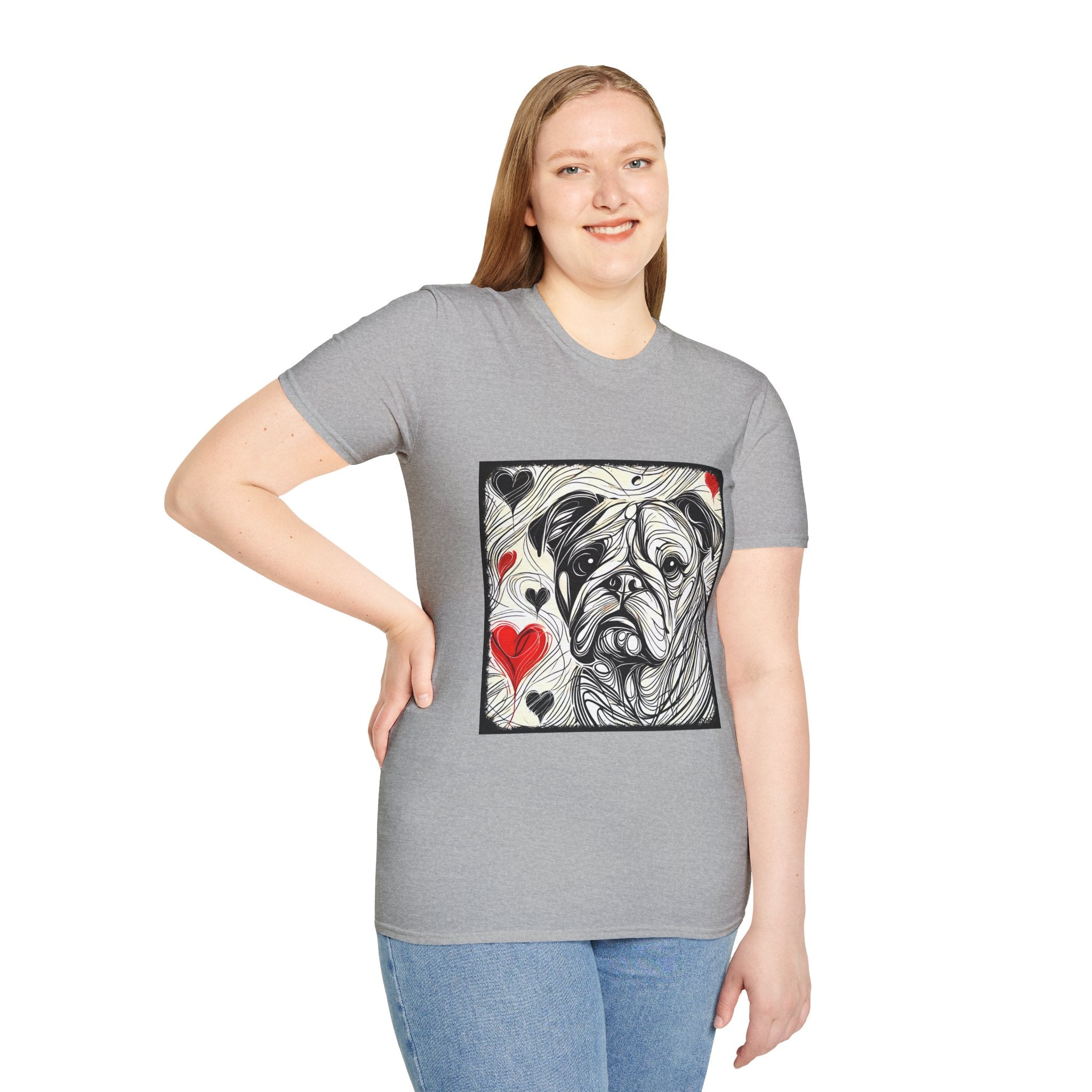 Bulldog Bold Heart Sketch | Unisex Dog T-Shirt