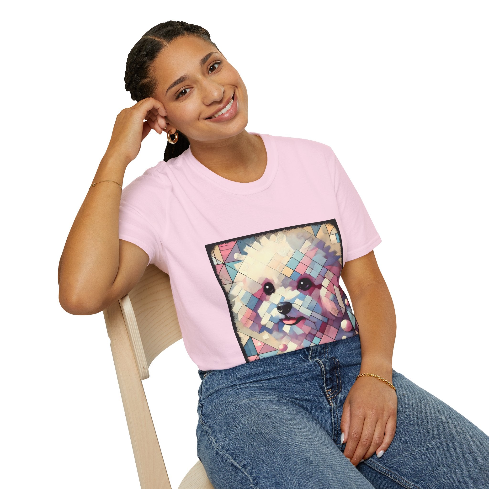 Bichon Frise Pastel Geometric | Unisex Dog T-Shirt