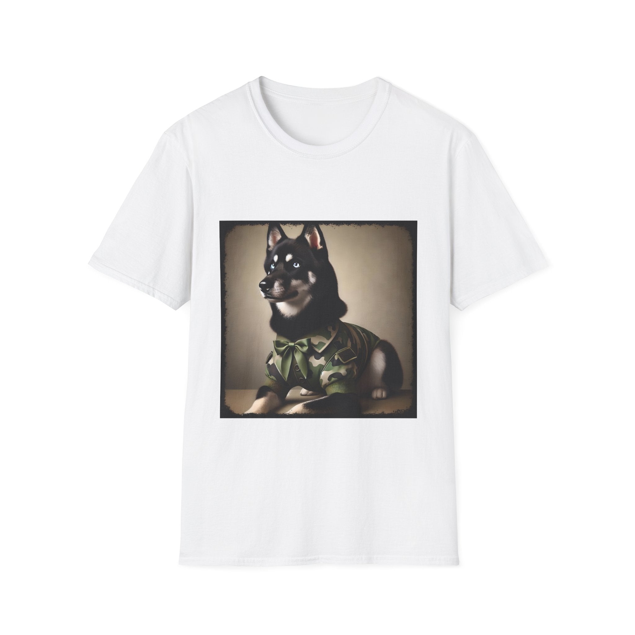 Siberian Husky Green Camo Cutie  | Unisex Dog T-Shirt
