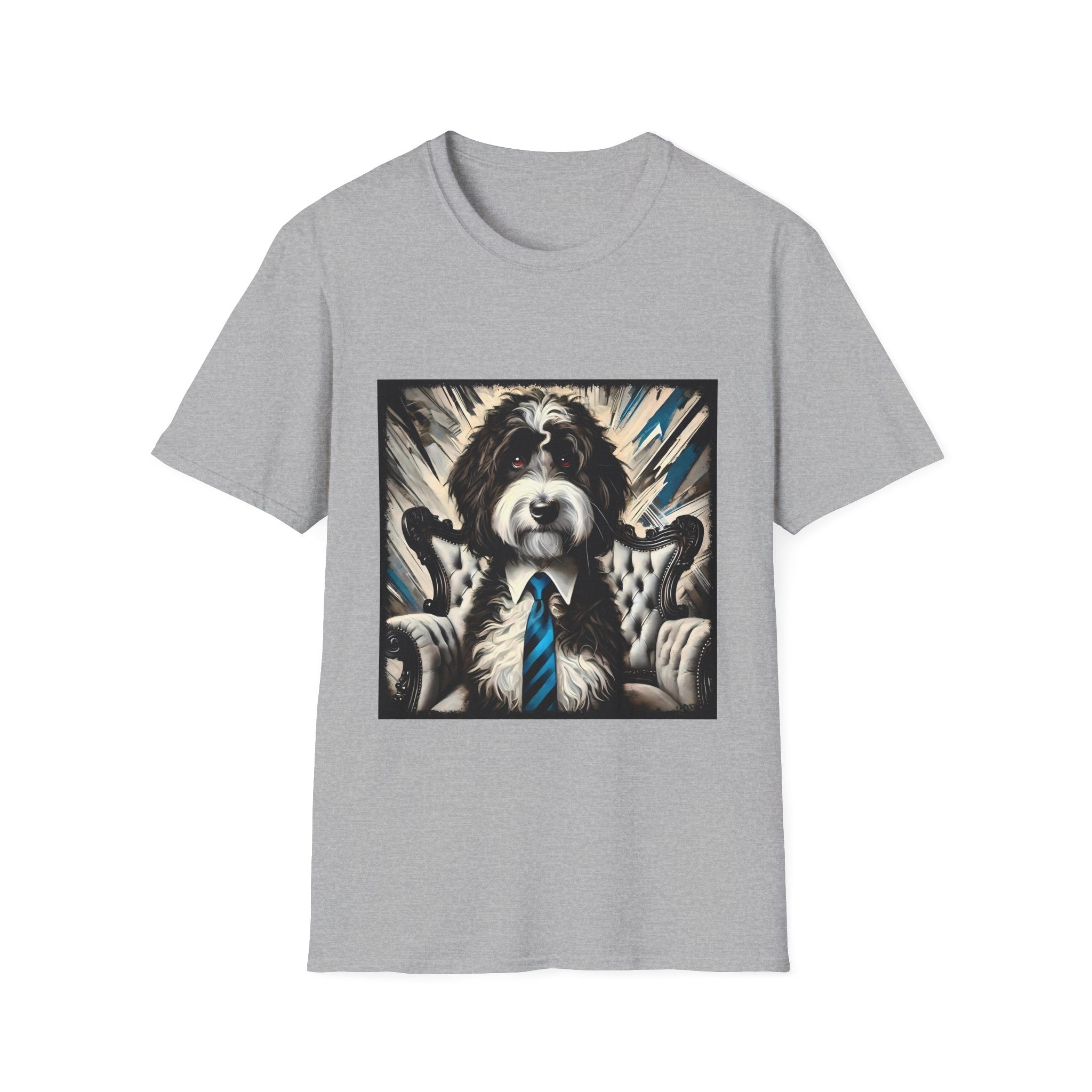 Aussiedoodle B&W Bold Tie | Unisex Dog T-Shirt