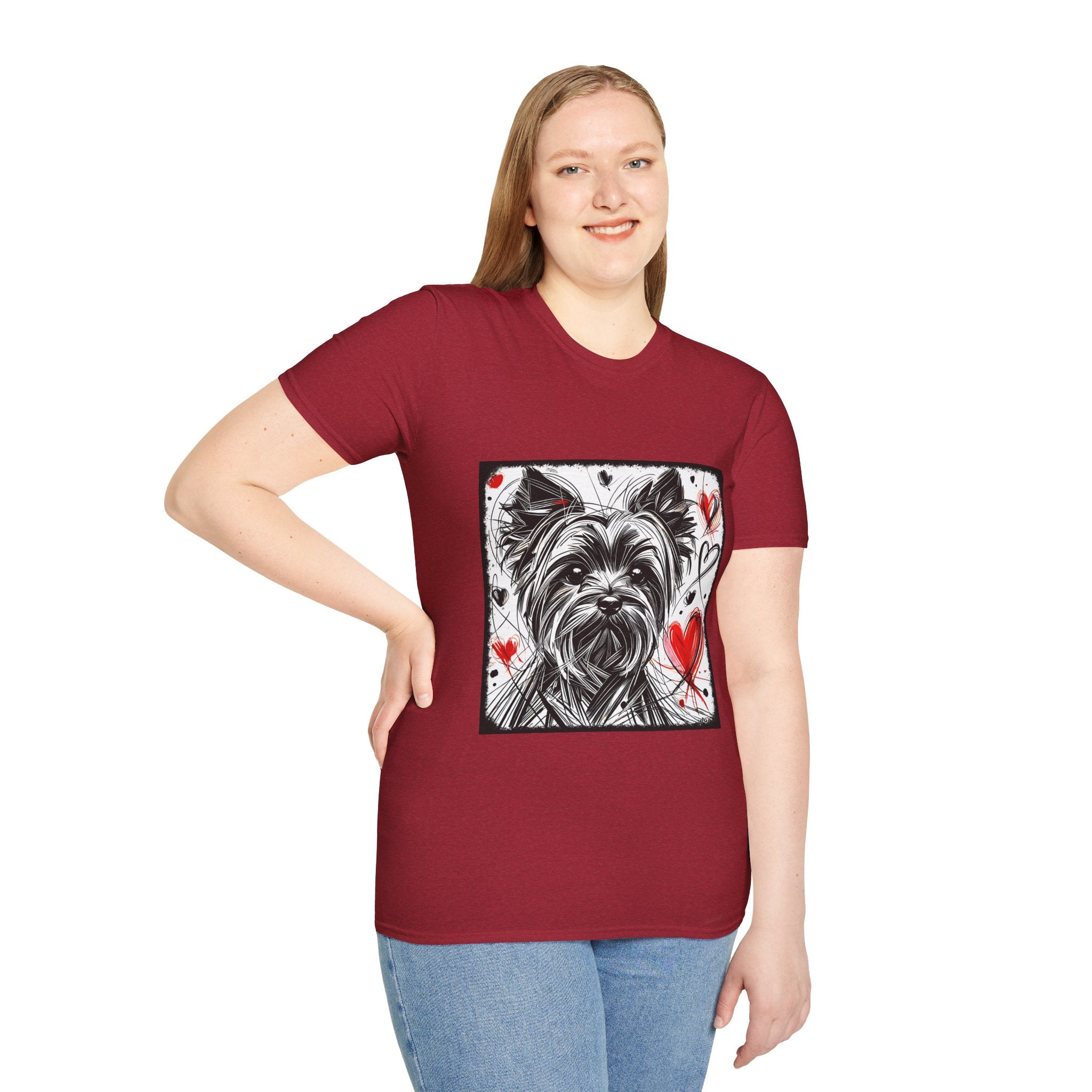 Yorkshire Terrier Bold Heart Sketch | Unisex Dog T-Shirt