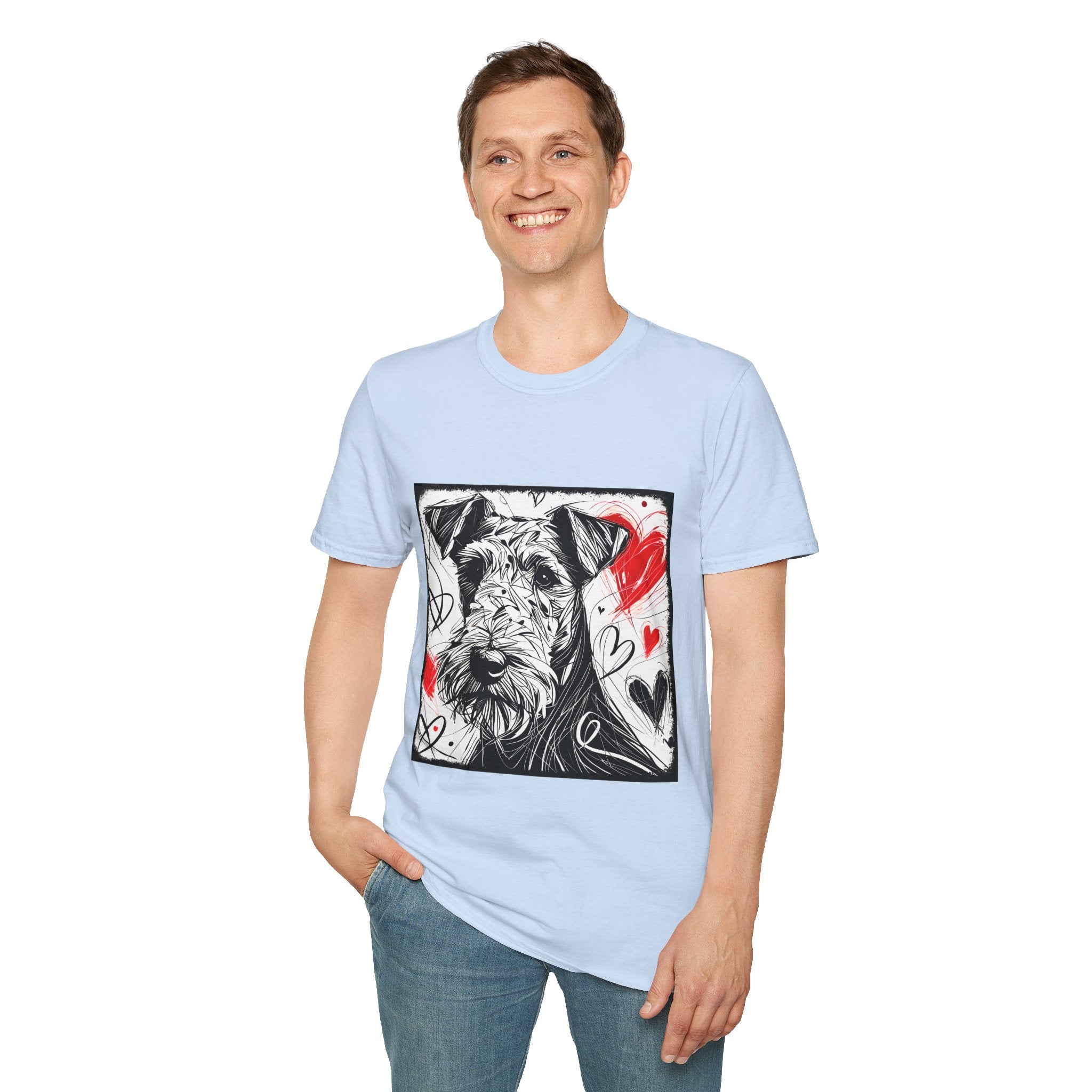 Airedale Terrier Bold Heart Sketch | Unisex Dog T-Shirt