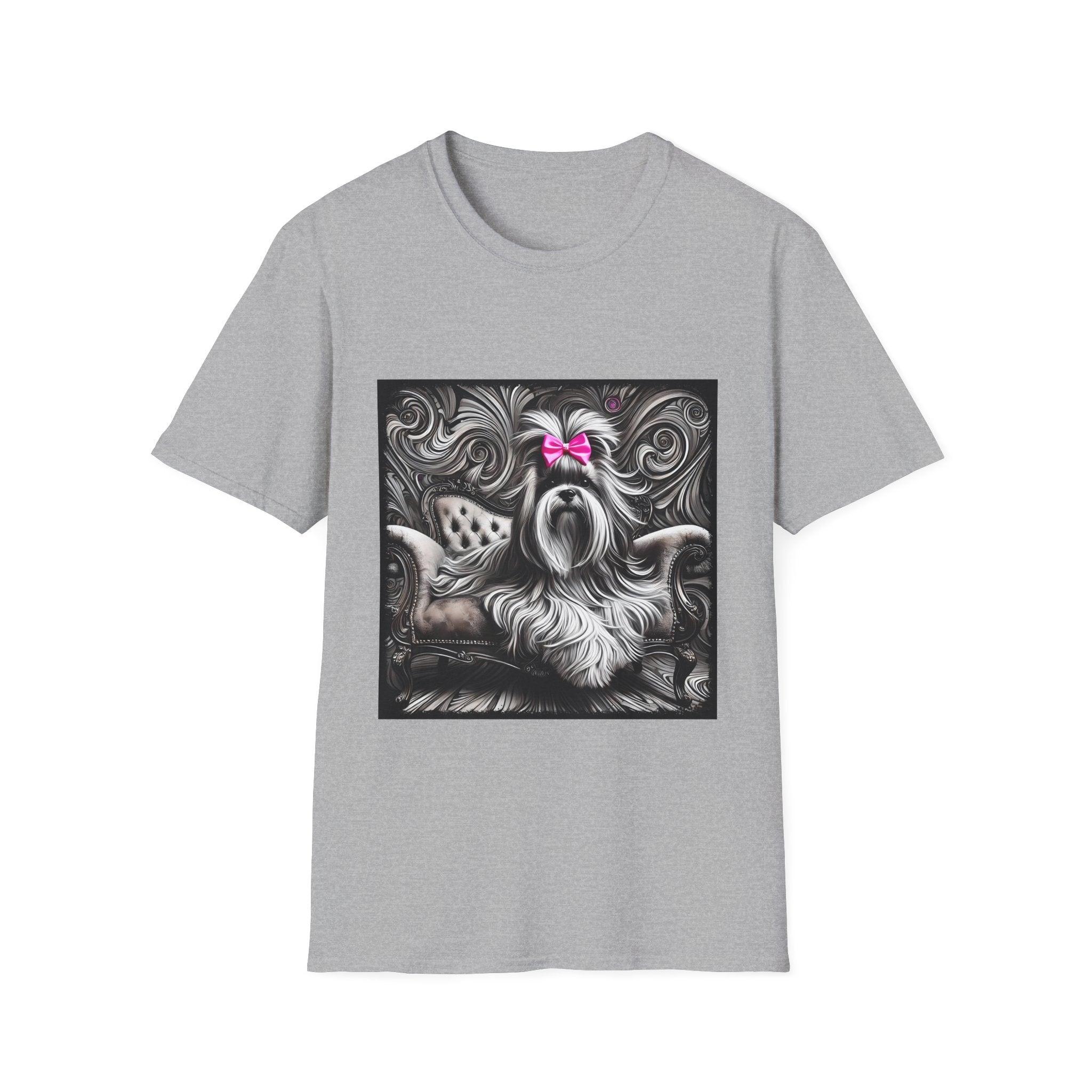 Lhasa Apso B&W Pink Bow | Unisex Dog T-Shirt