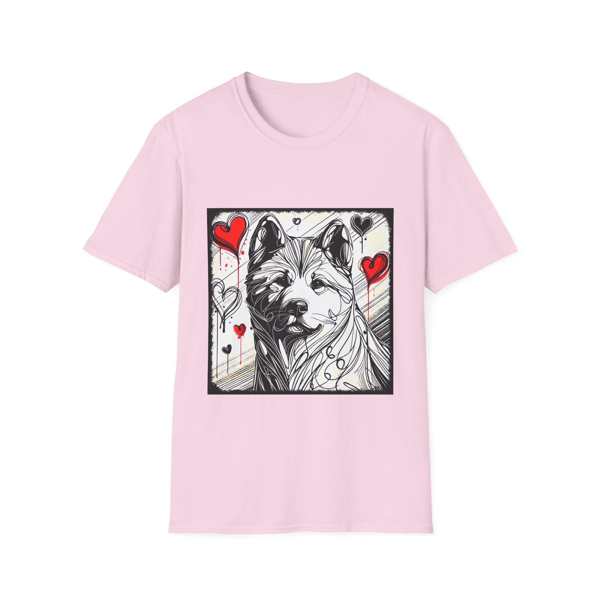 Akita Bold Heart Sketch | Unisex Dog T-Shirt