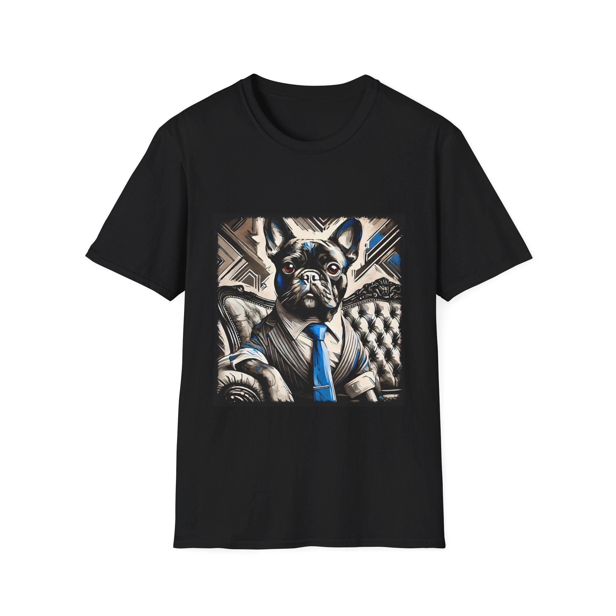 French Bulldog B&W Blue Tie | Unisex Dog T-Shirt
