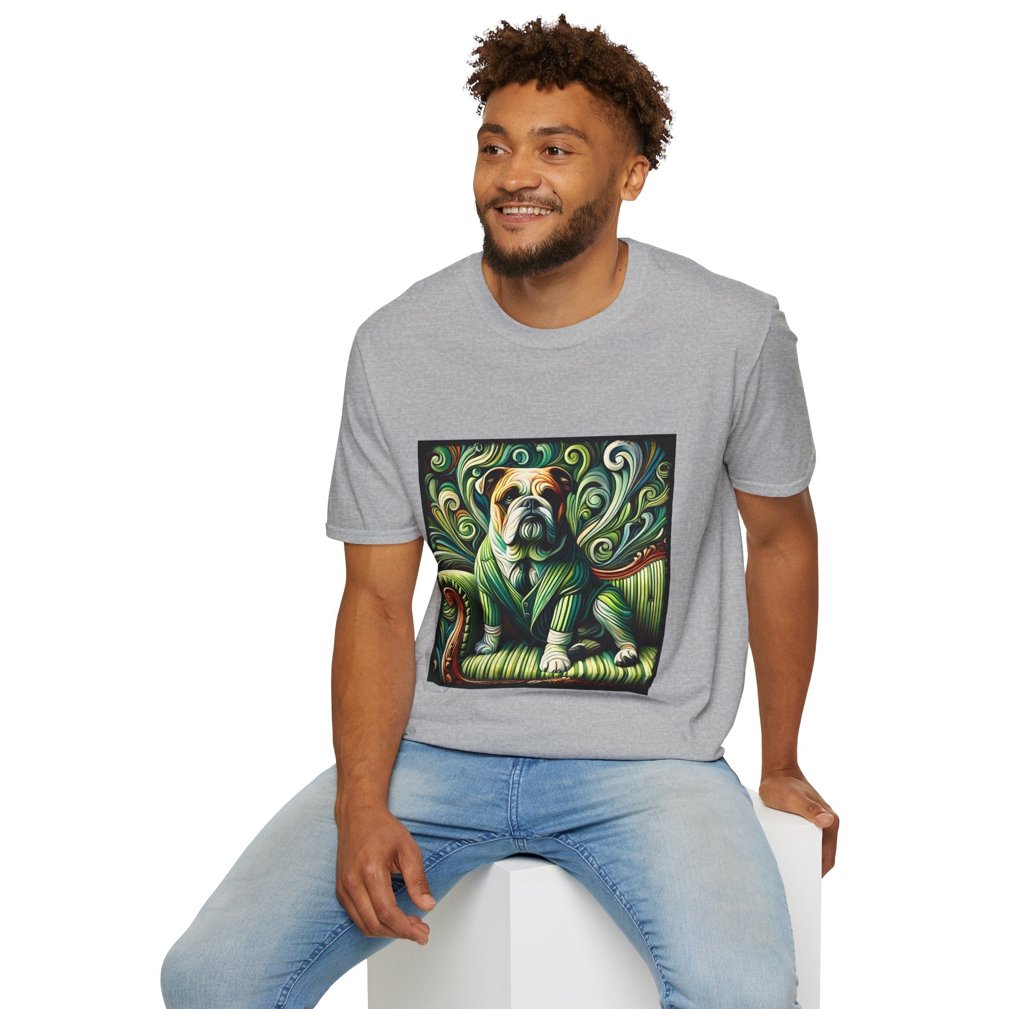 Bulldog Green Swirl | Unisex Dog T-Shirt