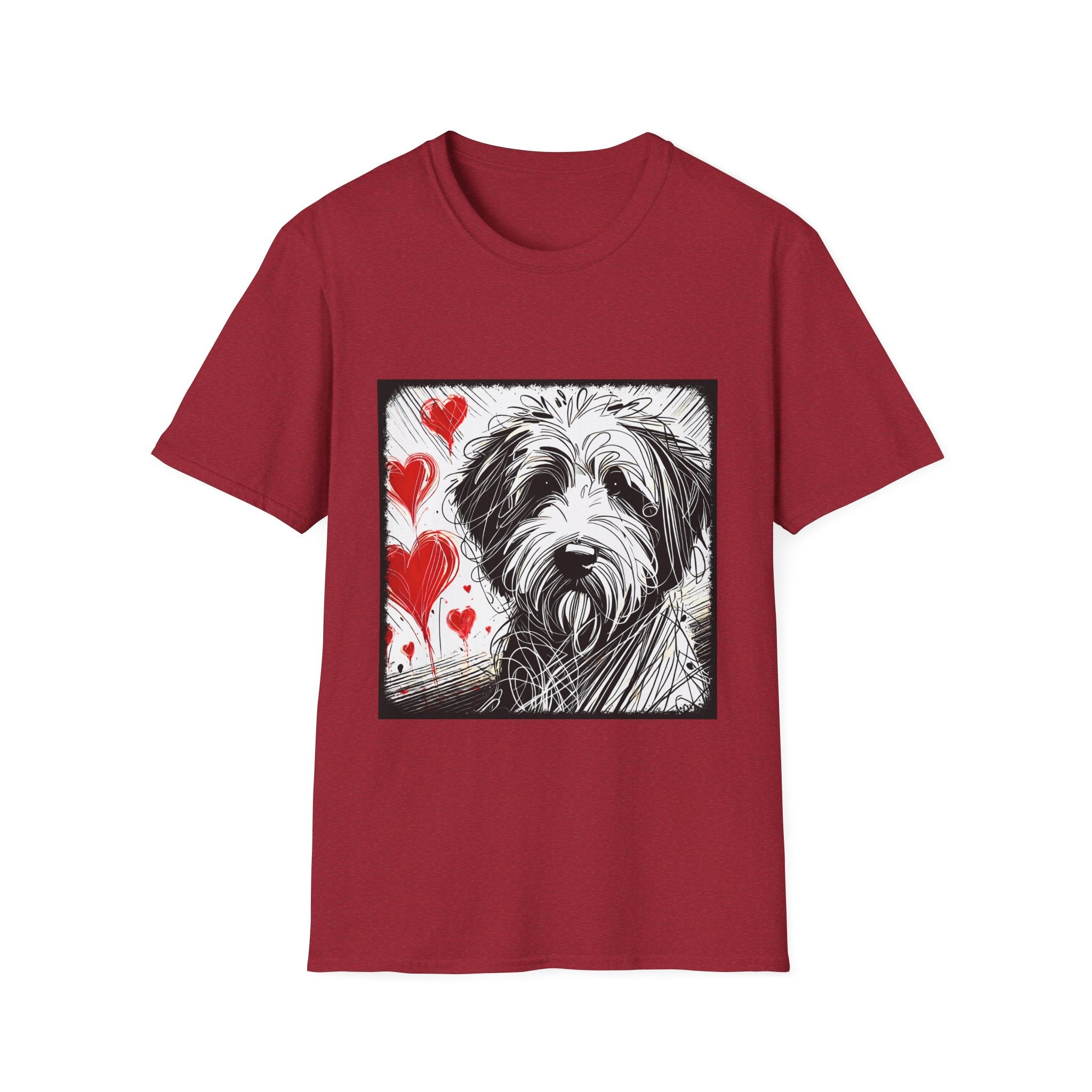 Sheepadoodle Bold Heart Sketch | Unisex Dog T-Shirt