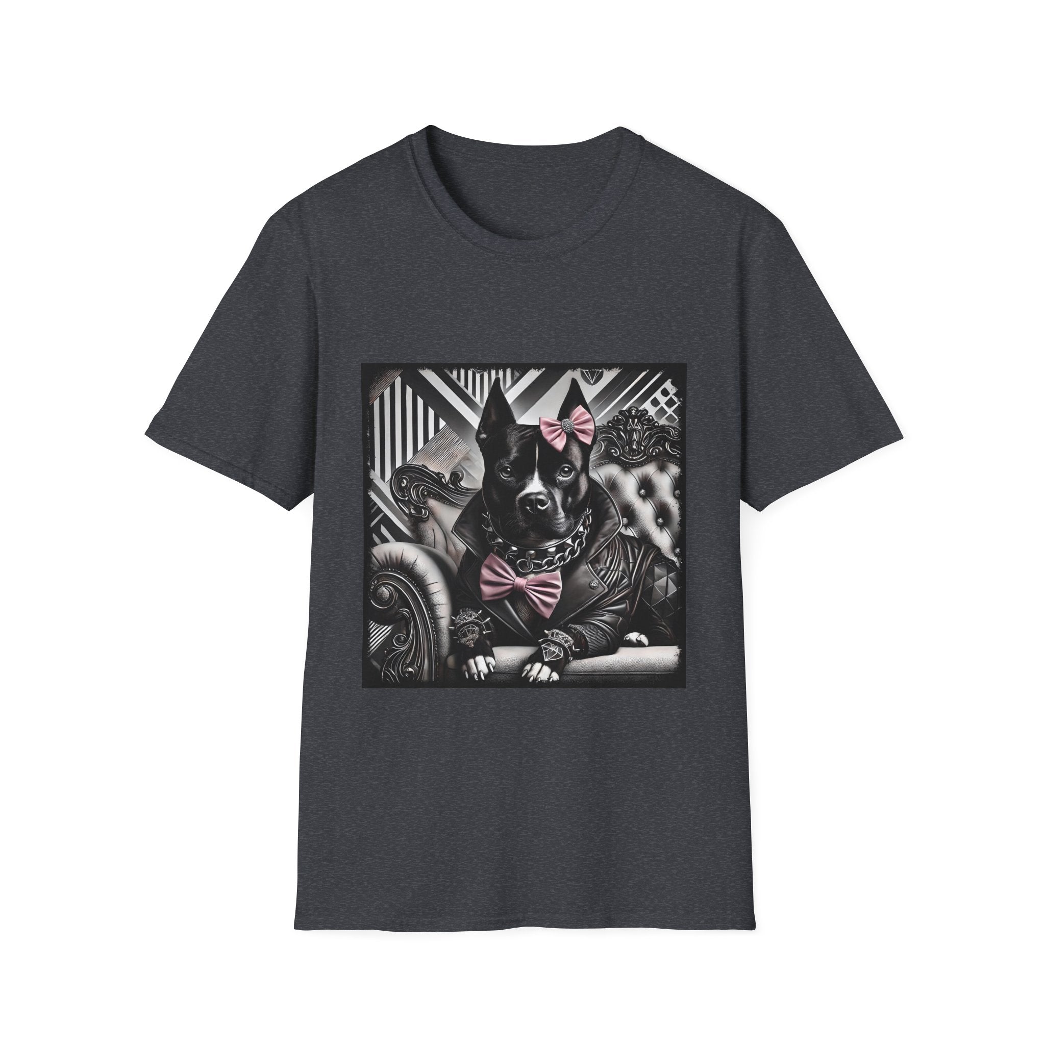 American Pit Bull Terrier B&W Pink Bow Rocker | Unisex Dog T-Shirt
