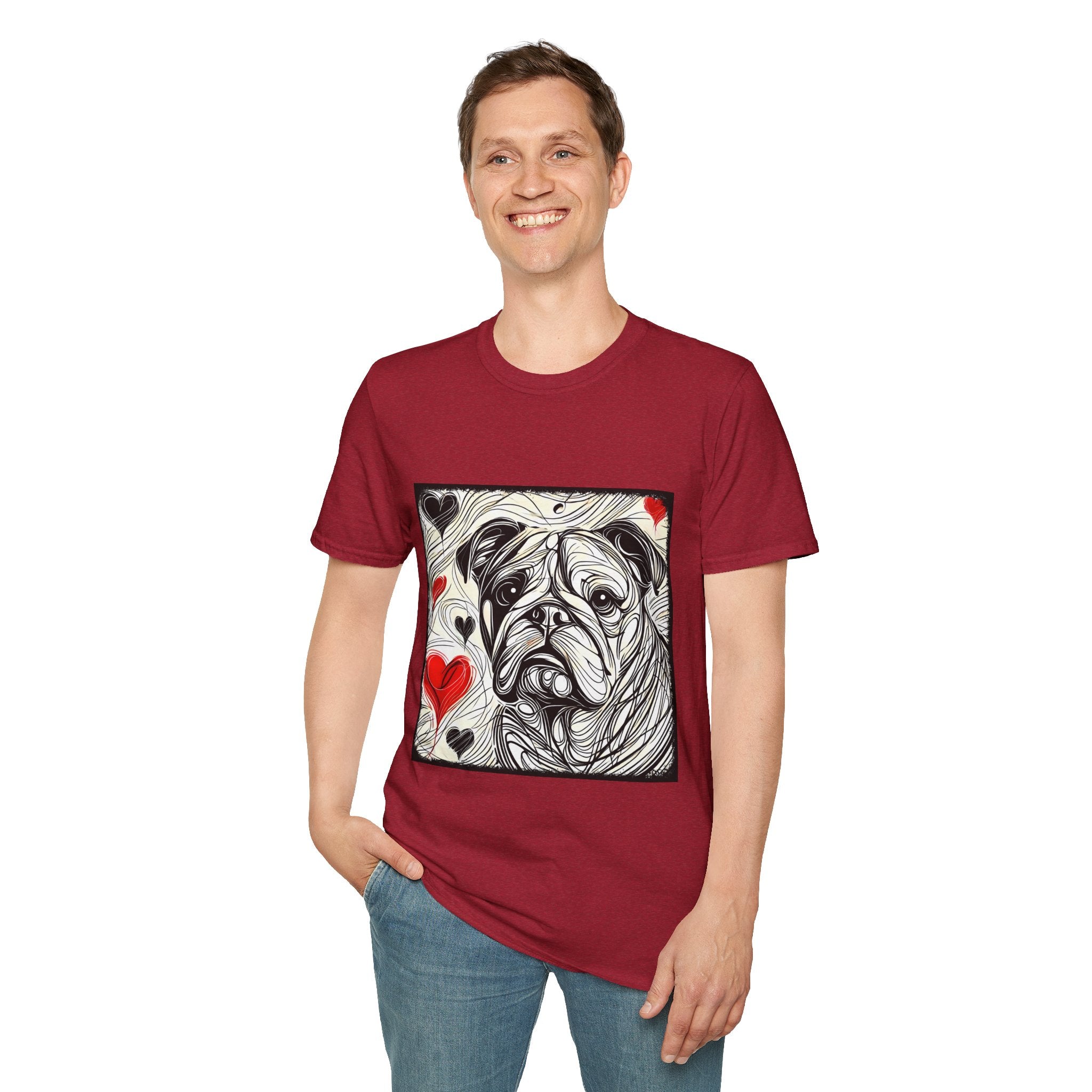 Bulldog Bold Heart Sketch | Unisex Dog T-Shirt