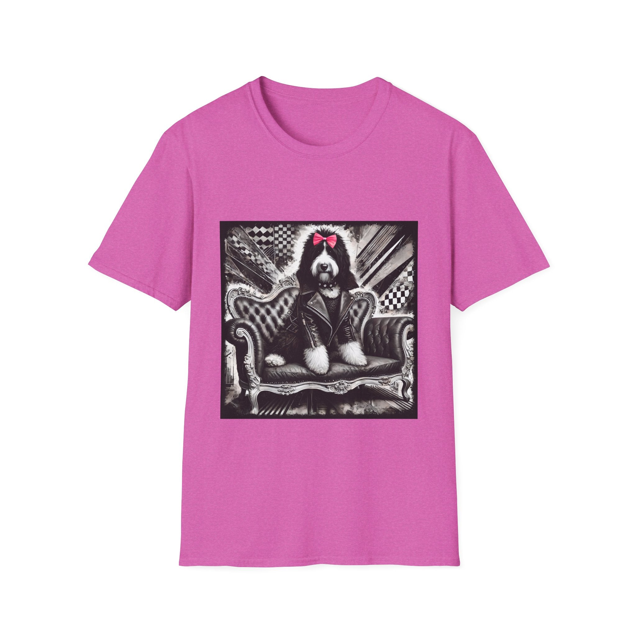 Bernedoodle B&W Pink Bow | Unisex Dog T-Shirt