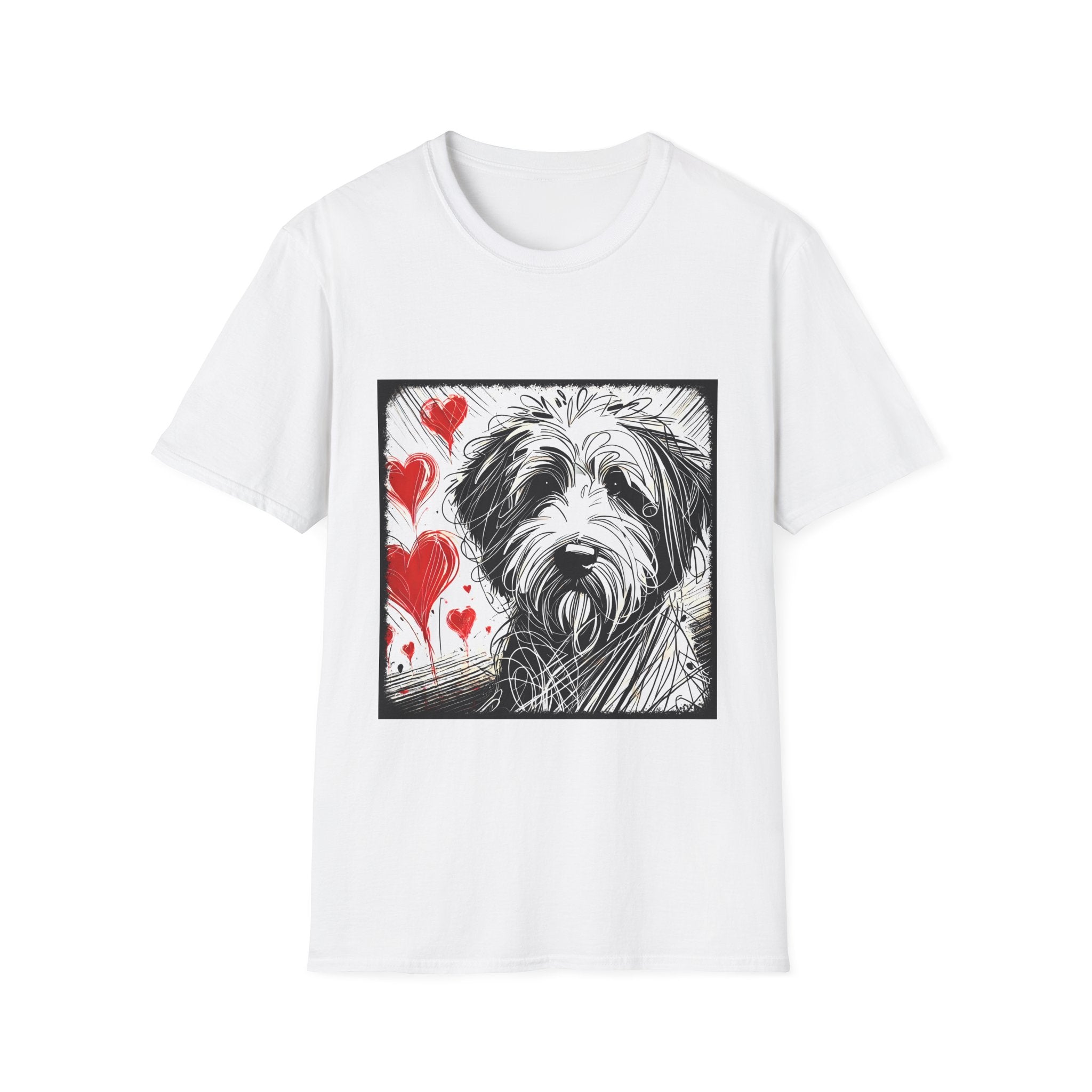 Sheepadoodle Bold Heart Sketch | Unisex Dog T-Shirt