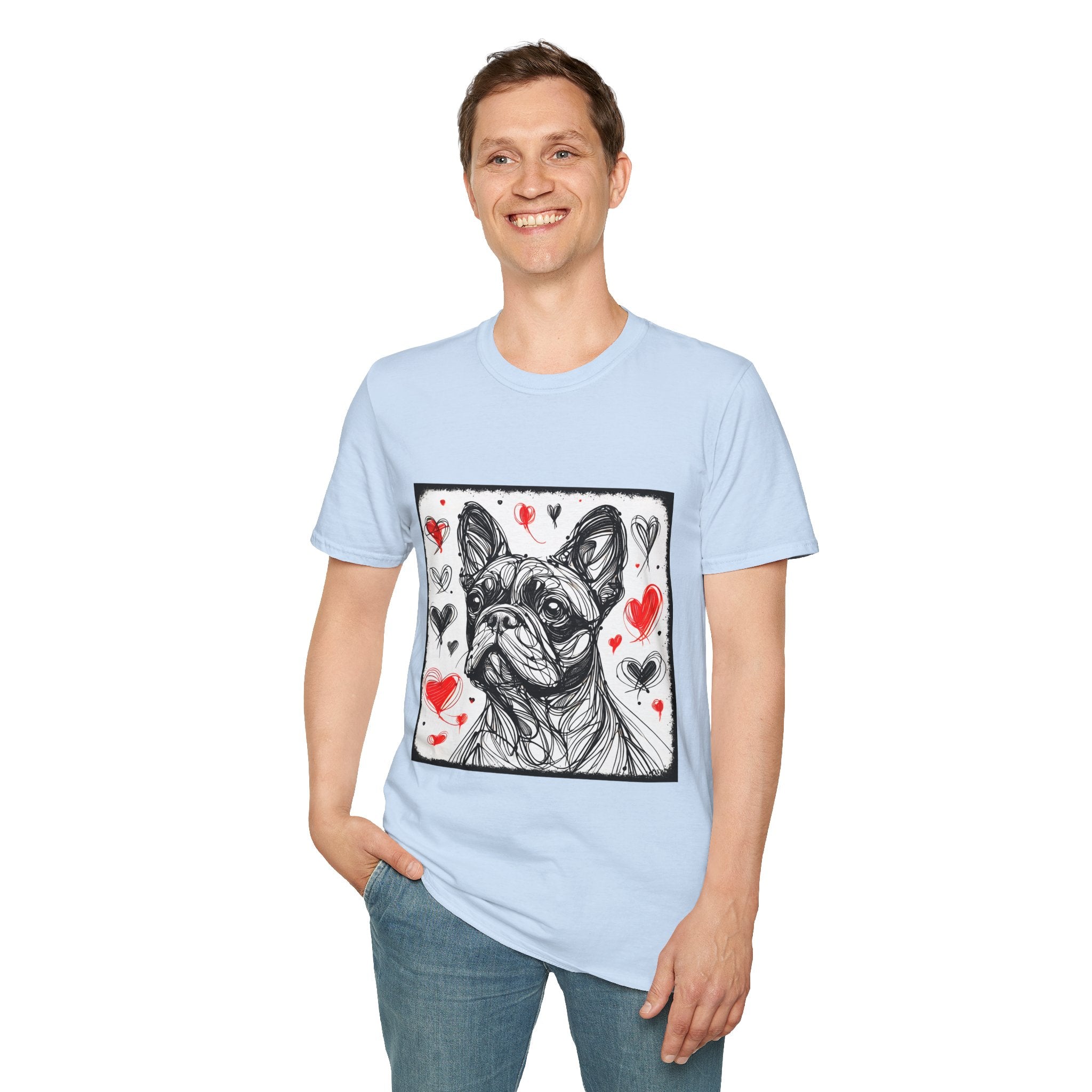 French bulldog Bold Heart Sketch | Unisex Dog T-Shirt