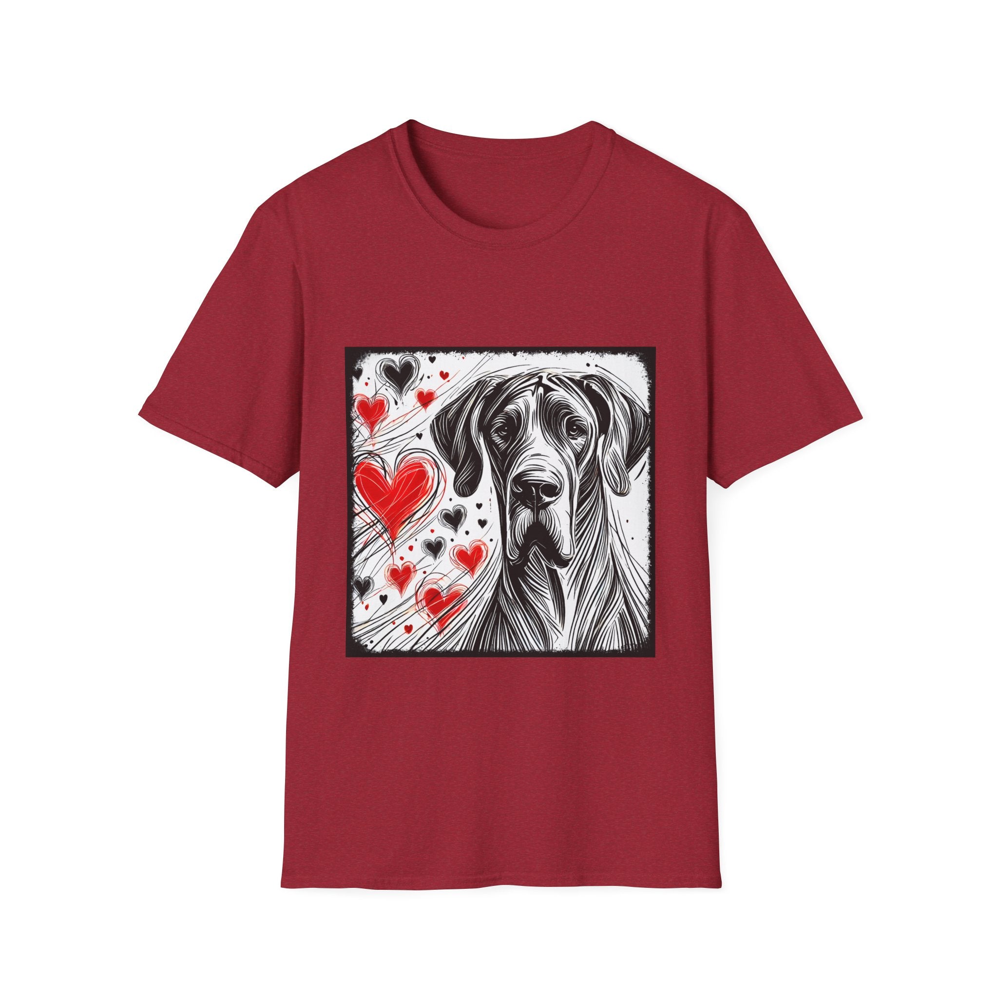 Great Dane Bold Heart Sketch | Unisex Dog T-Shirt