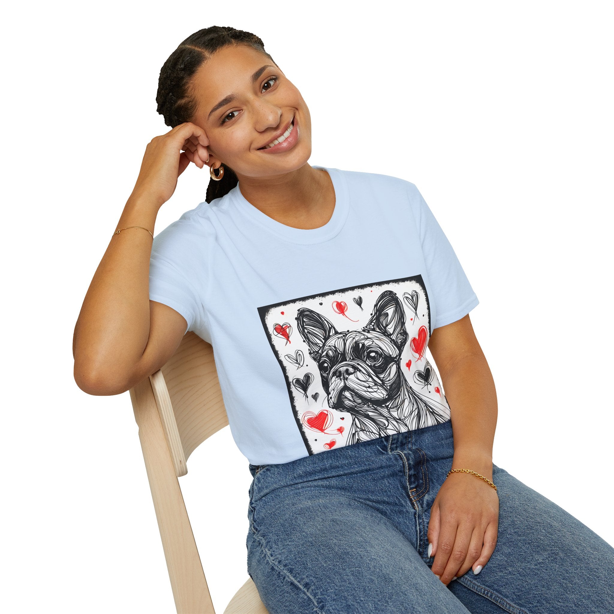 French bulldog Bold Heart Sketch | Unisex Dog T-Shirt