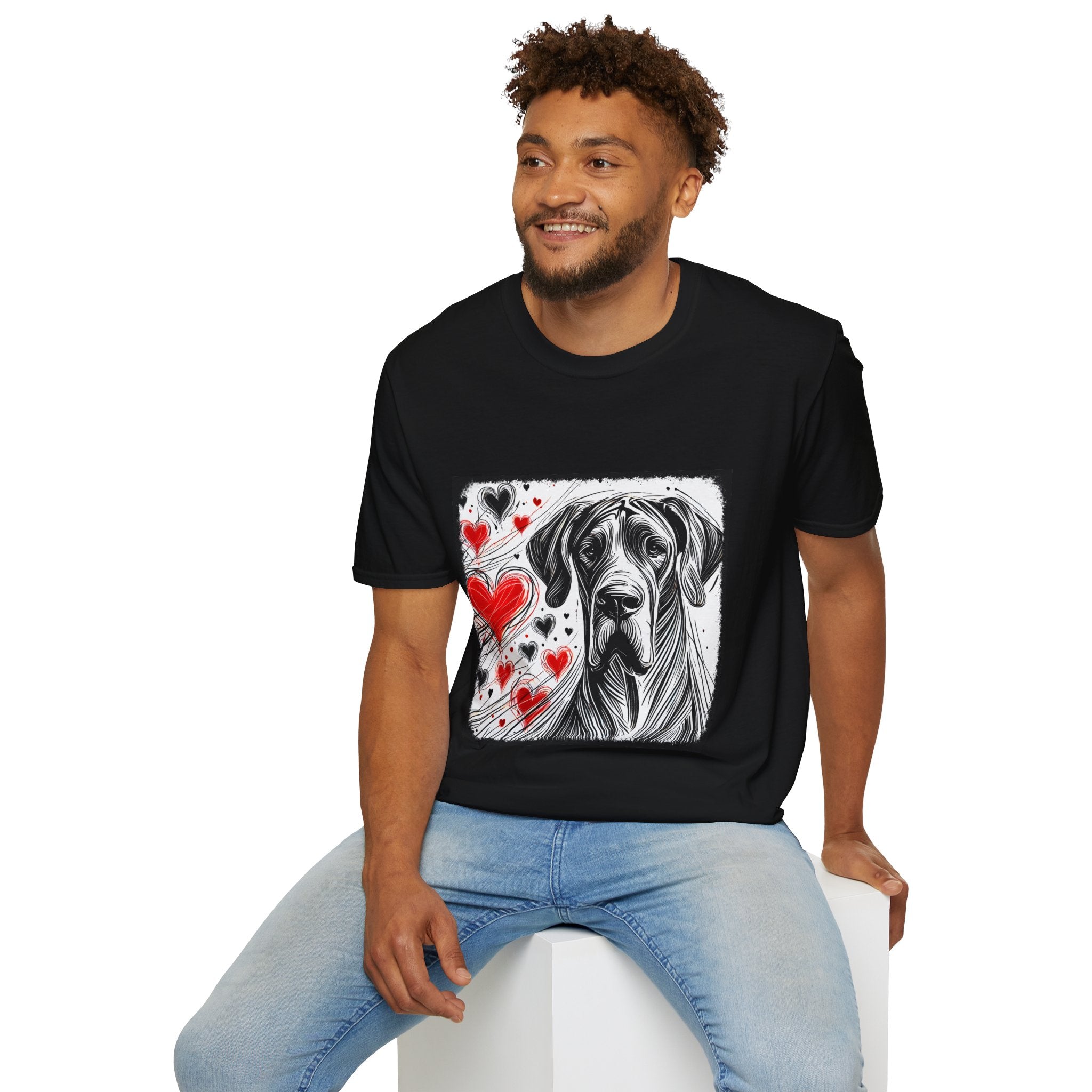 Great Dane Bold Heart Sketch | Unisex Dog T-Shirt
