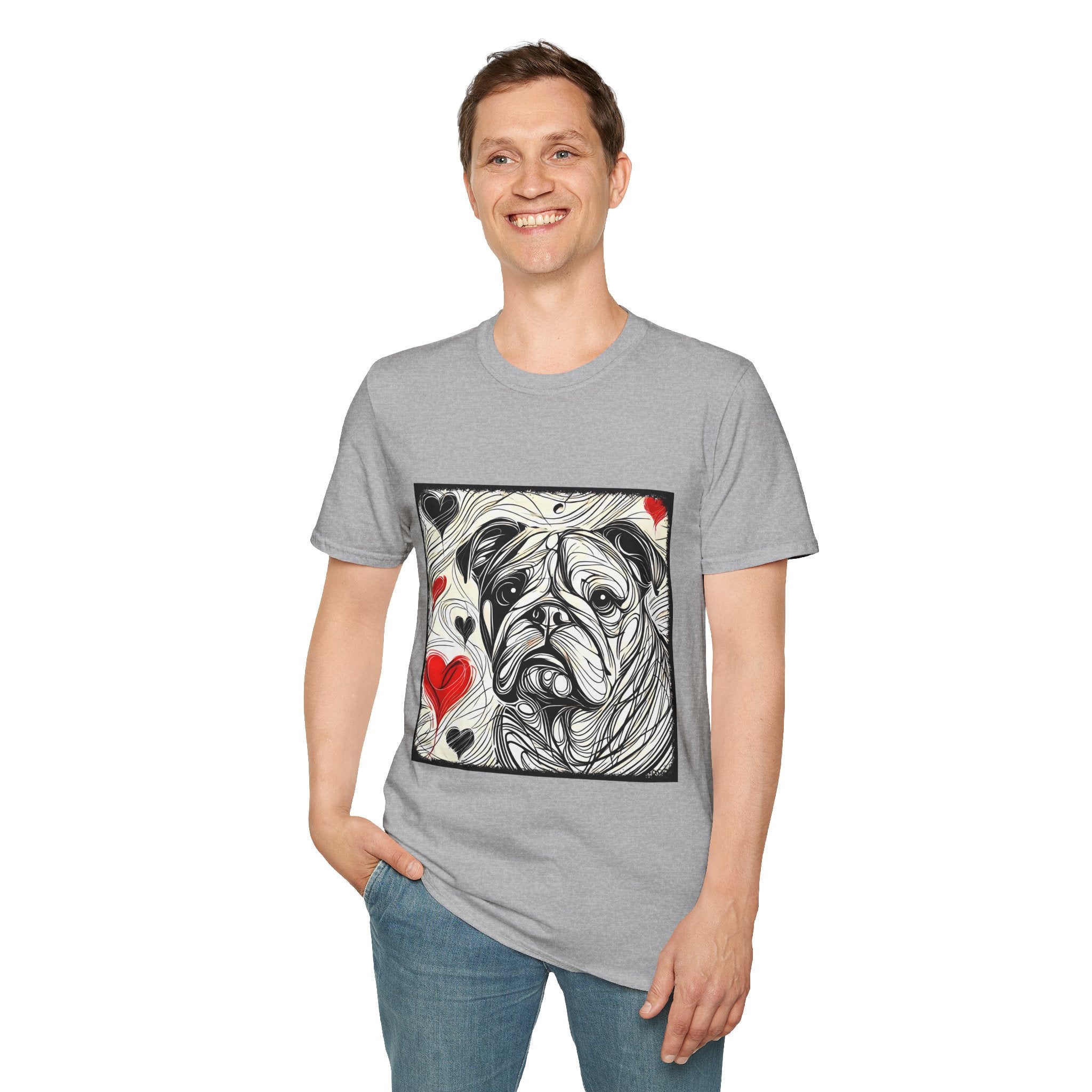 Bulldog Bold Heart Sketch | Unisex Dog T-Shirt