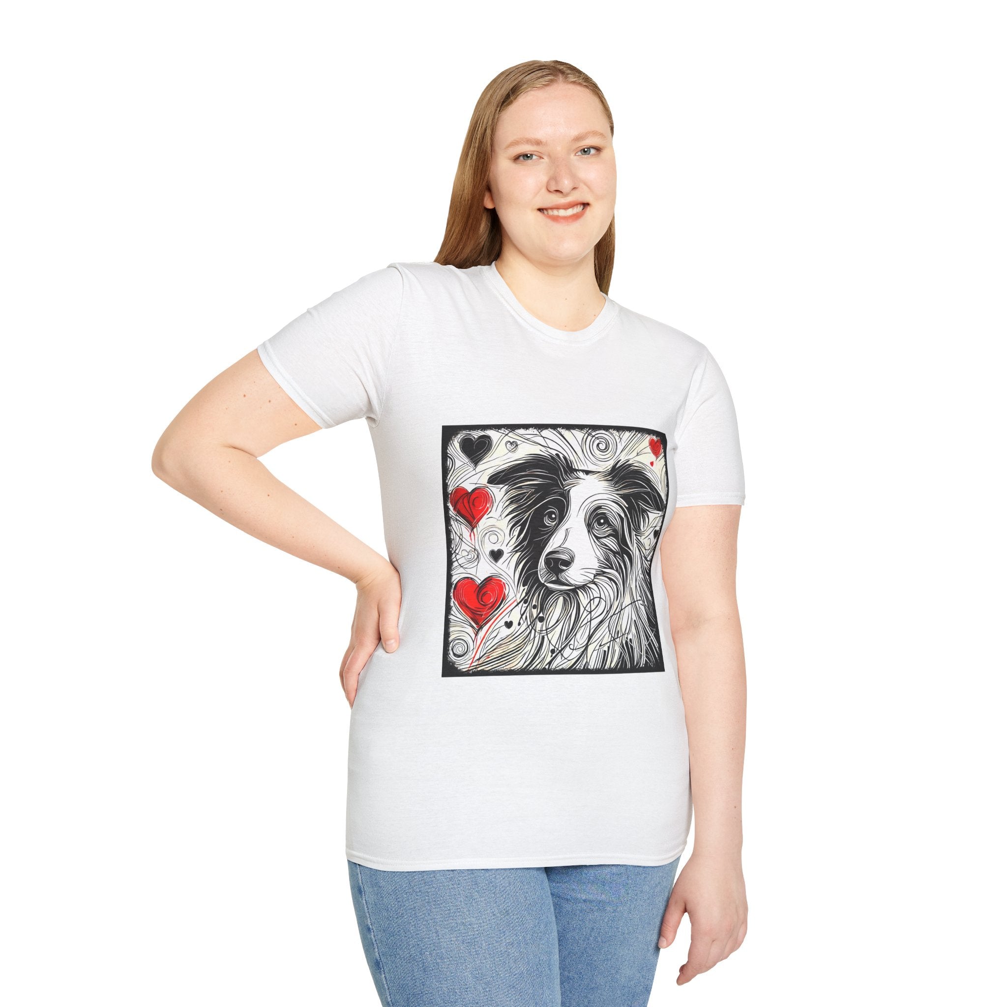 Border Collie Bold Heart Sketch | Unisex Dog T-Shirt
