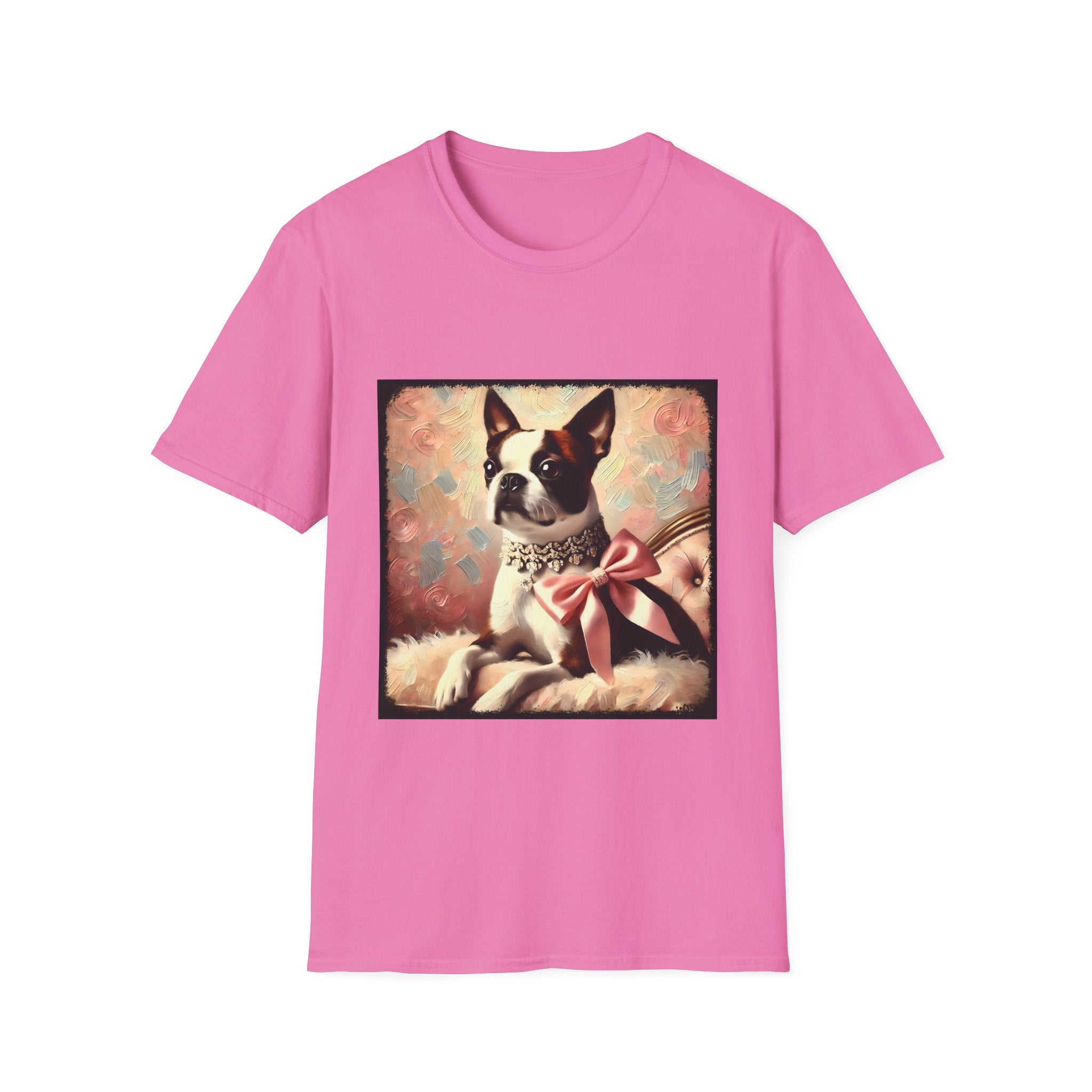 Boston Terrier Pink Bow Classic | Unisex Dog T-Shirt