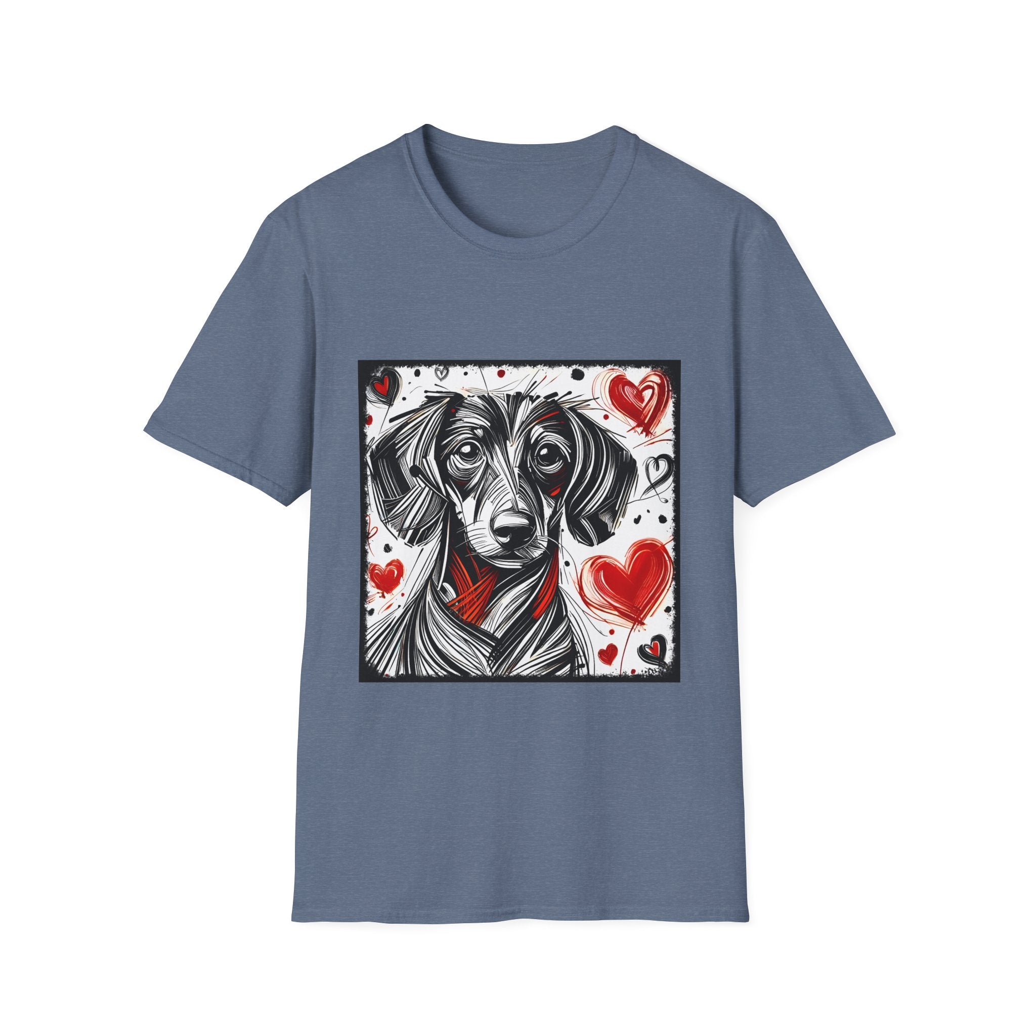Dachshund Bold Heart Sketch | Unisex Dog T-Shirt