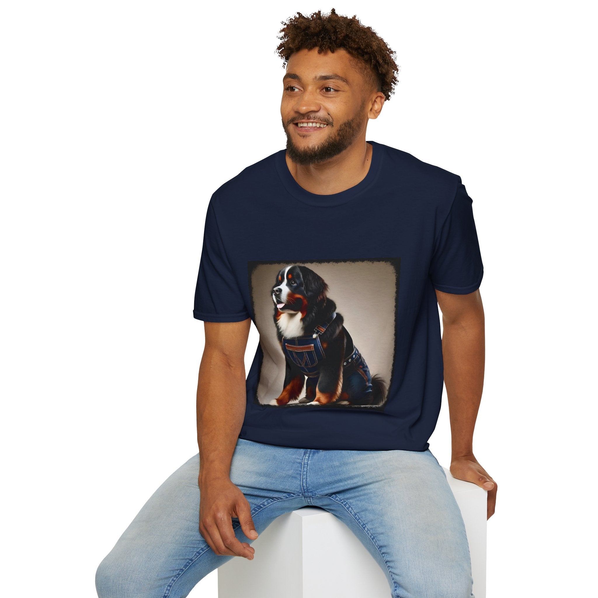 Bernese Mountain Dog Denim Darling | Unisex Dog T-Shirt