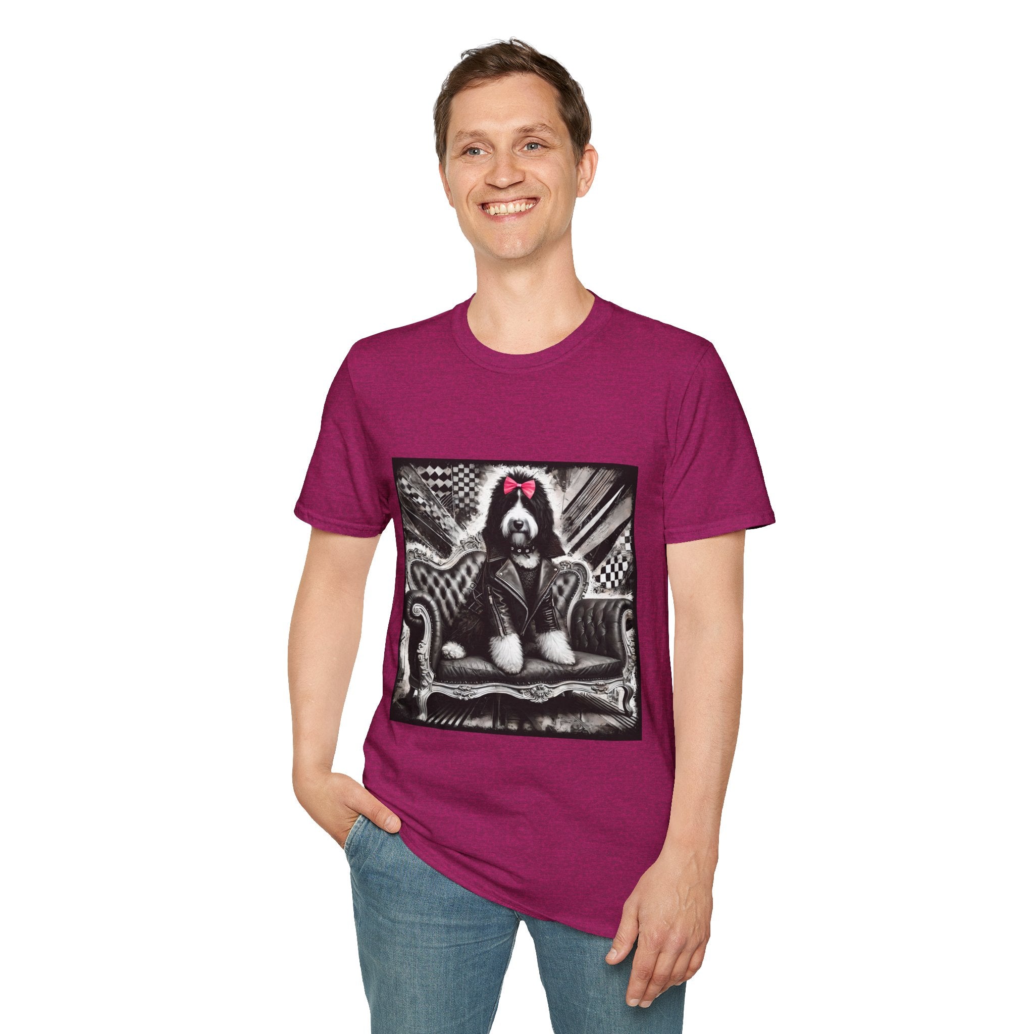 Bernedoodle B&W Pink Bow | Unisex Dog T-Shirt