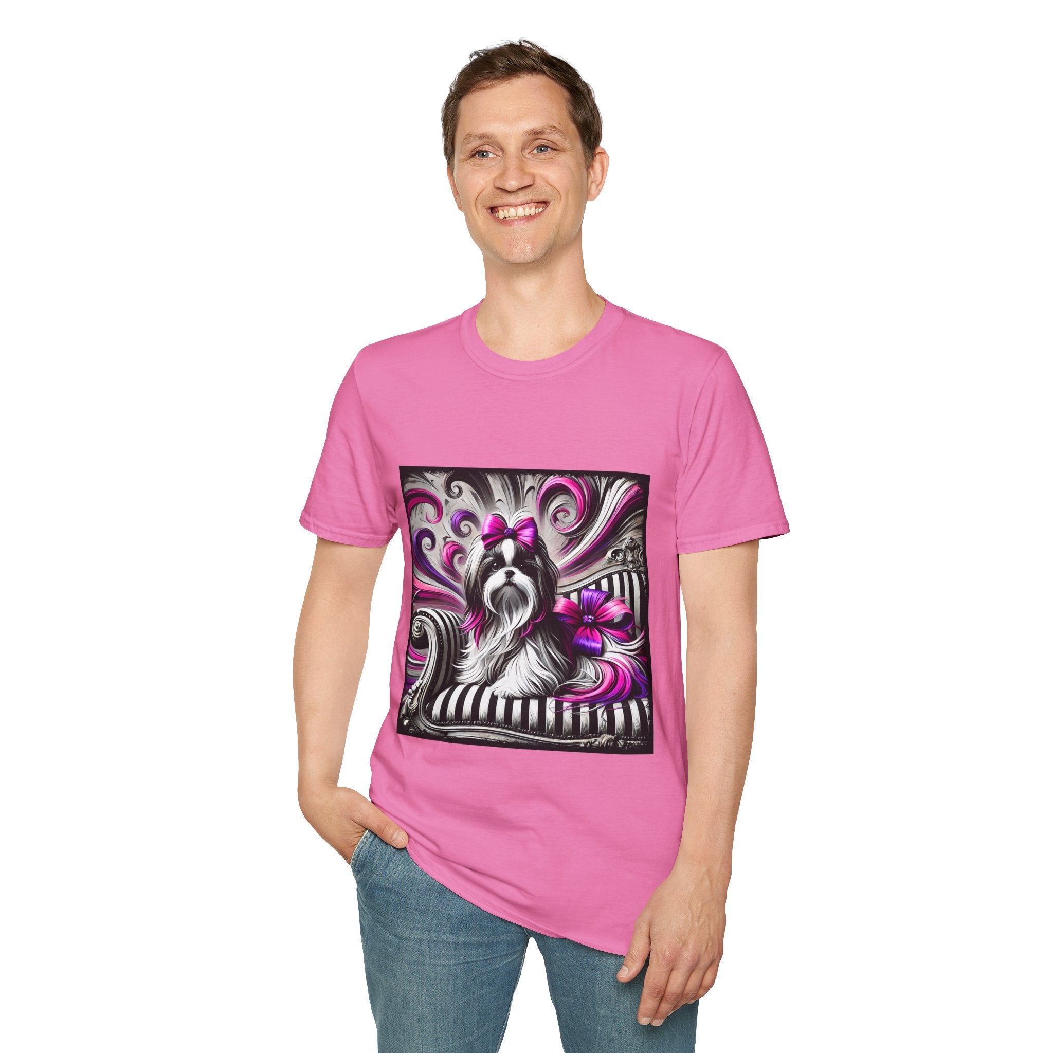 Shih Tzu B&W Pink Bow | Unisex Dog T-Shirt