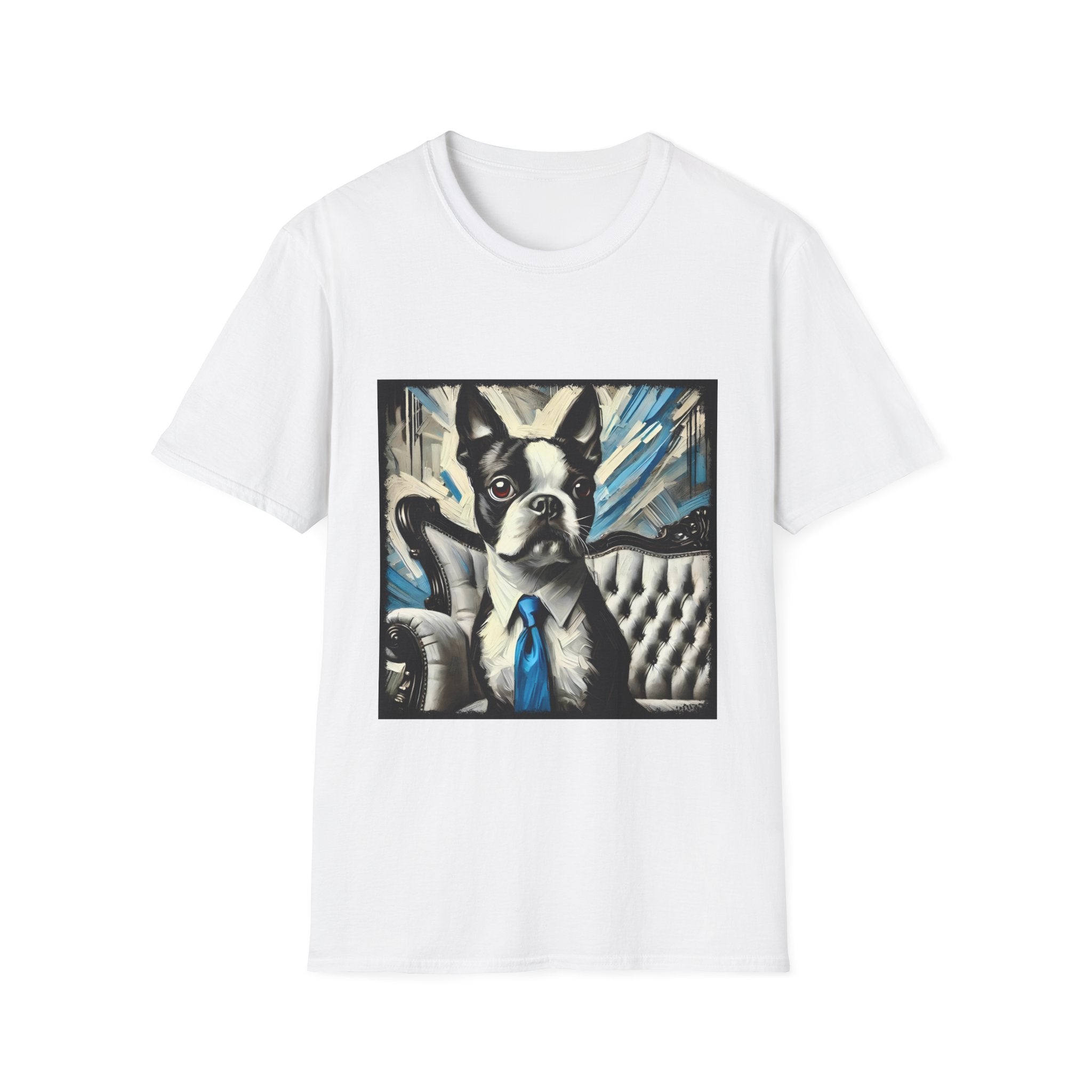Boston Terrier B&W Bold Tie t‑shirt