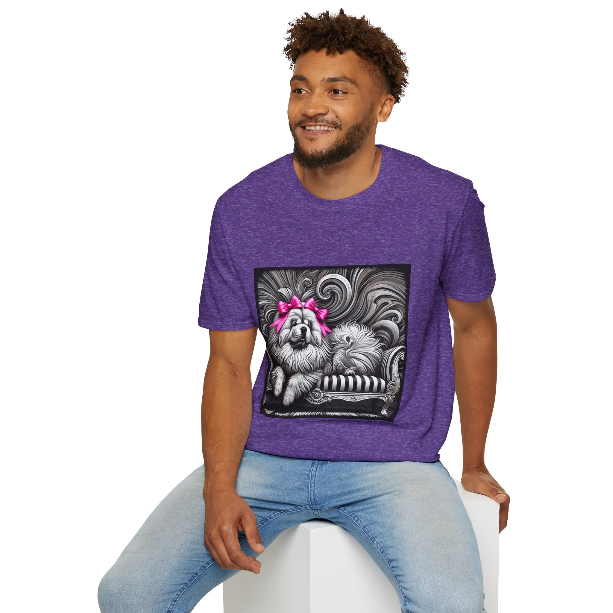 Chow Chow B&W Pink Bow | Unisex Dog T-Shirt