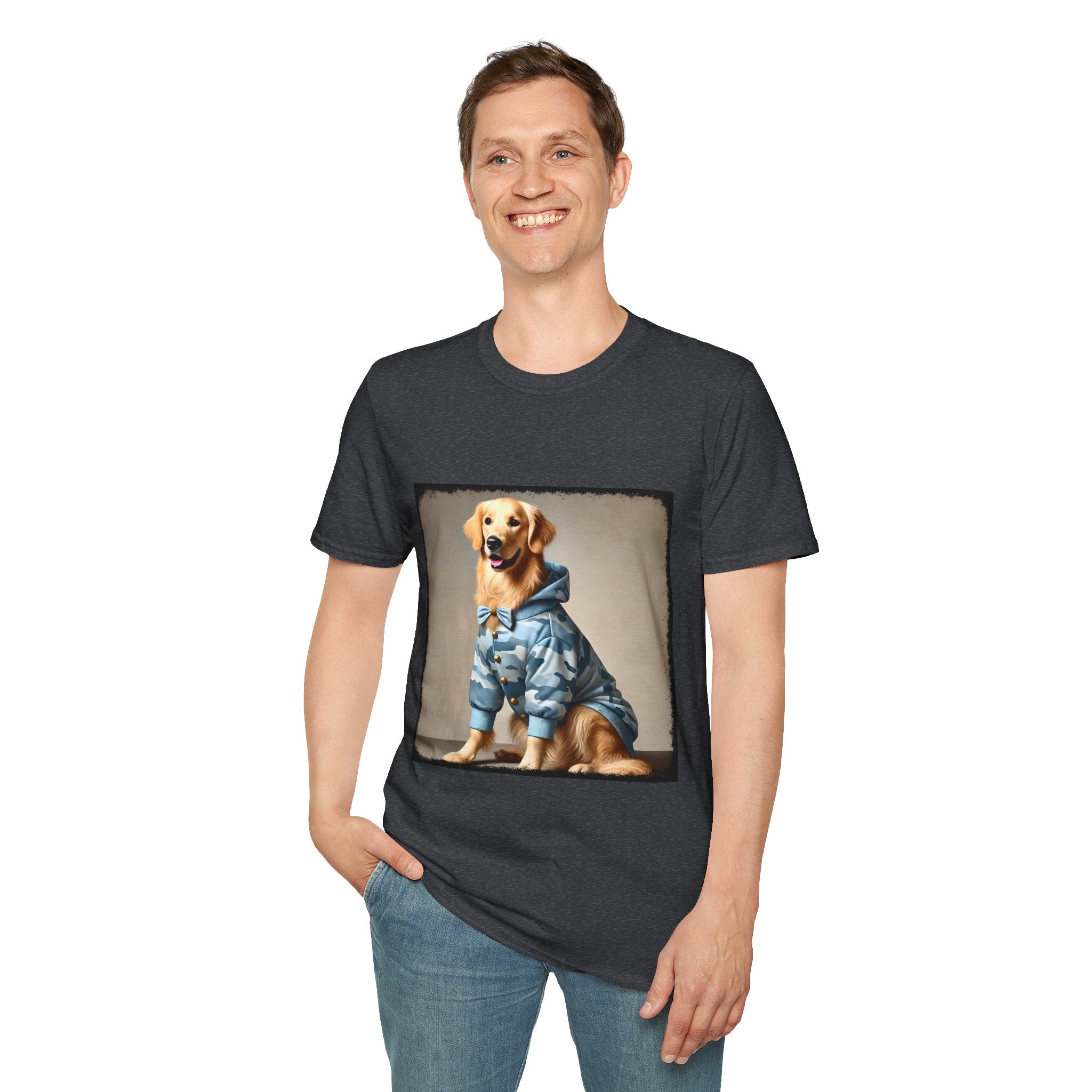 Golden Retriever Blue Camo Cutie | Unisex Softstyle T-Shirt