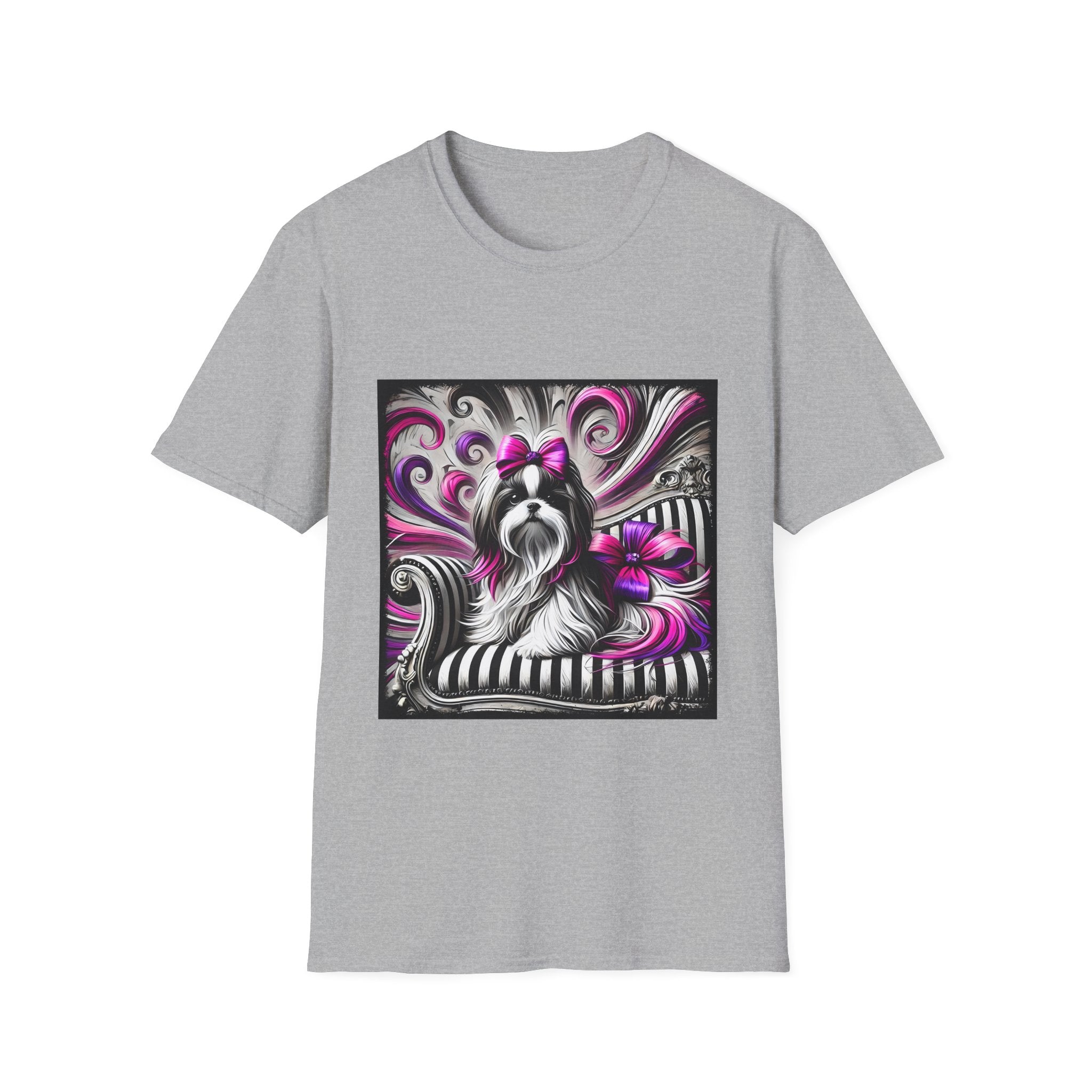 Shih Tzu B&W Pink Bow | Unisex Dog T-Shirt