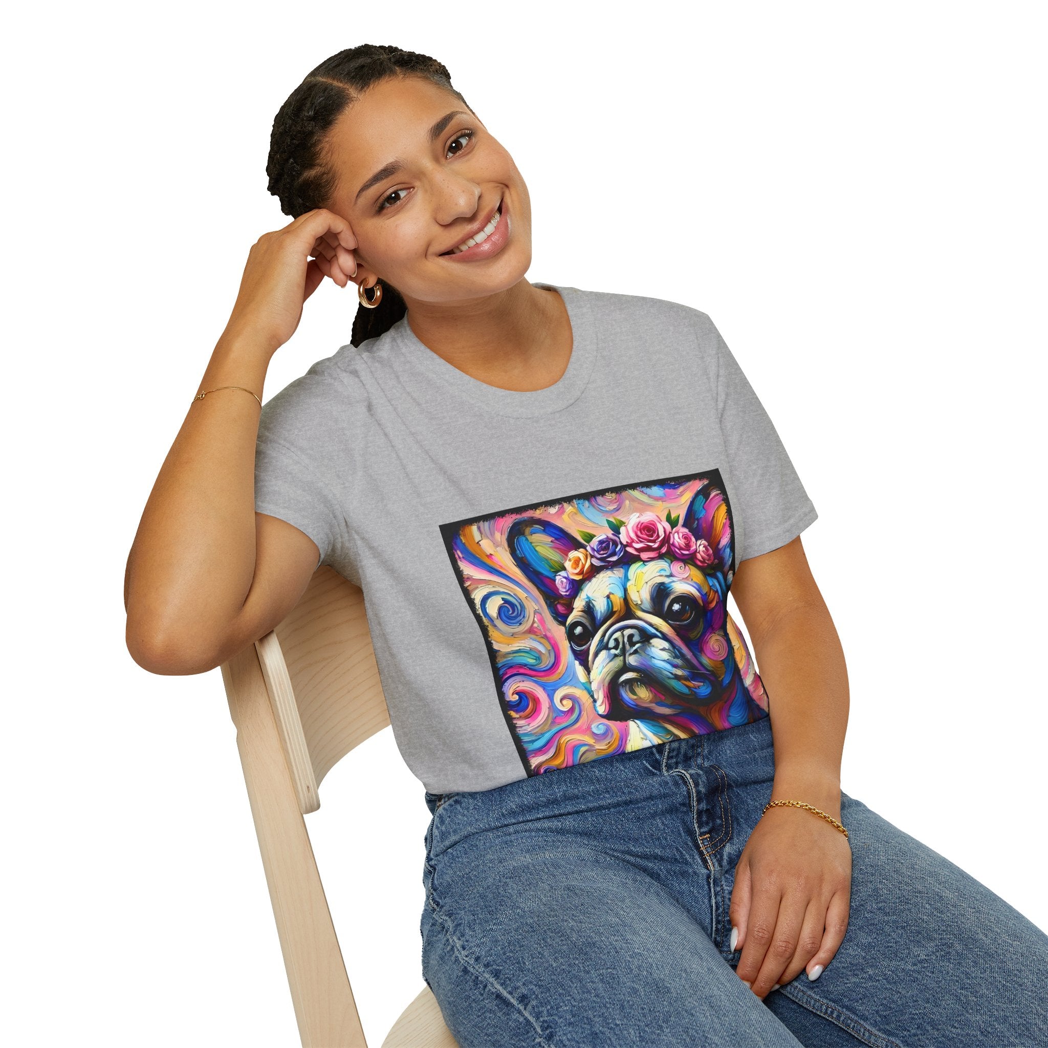 French Bulldog Rose Crown Swirl | Unisex Dog T-Shirt
